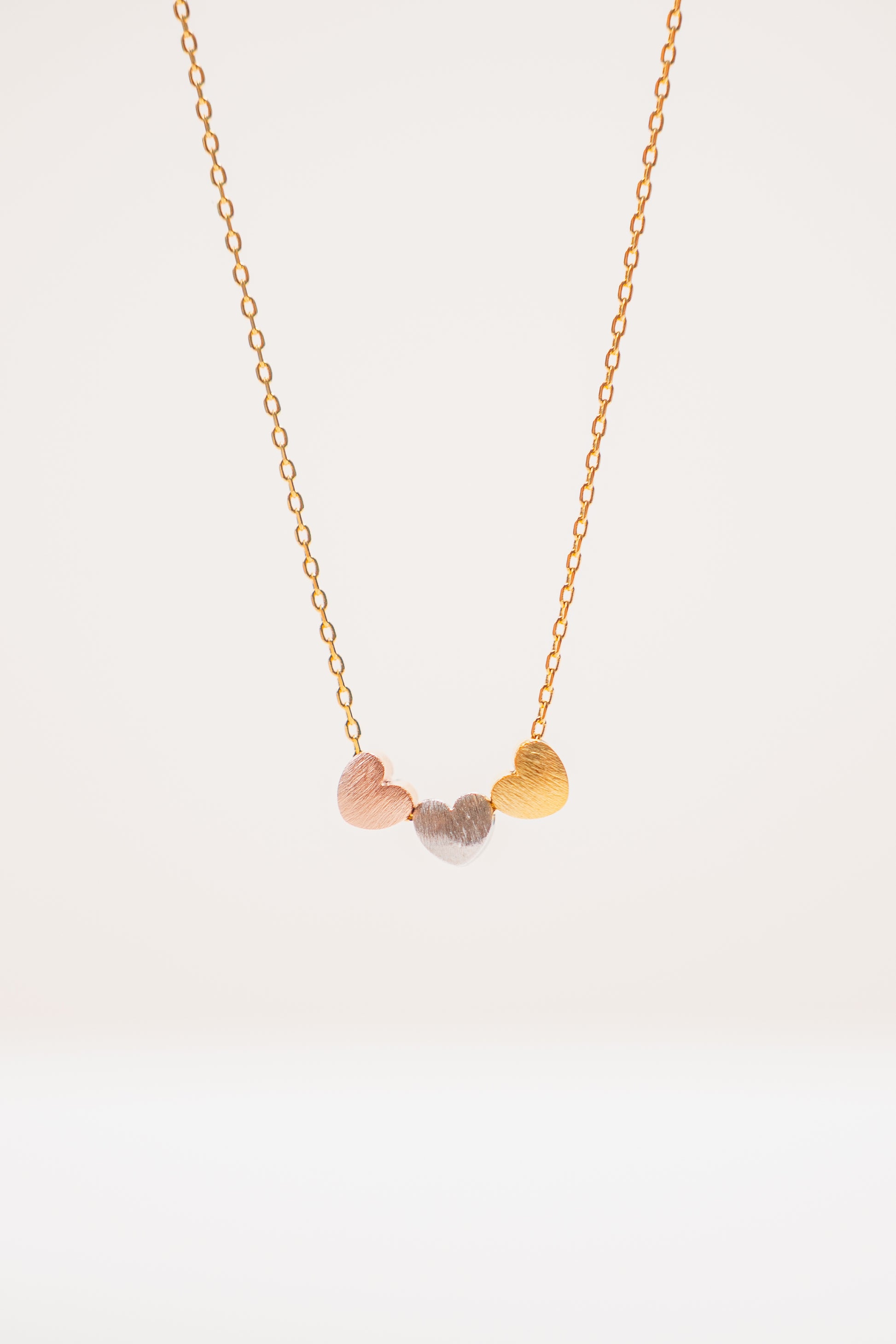 Dainty Three Heart Pendant Necklace