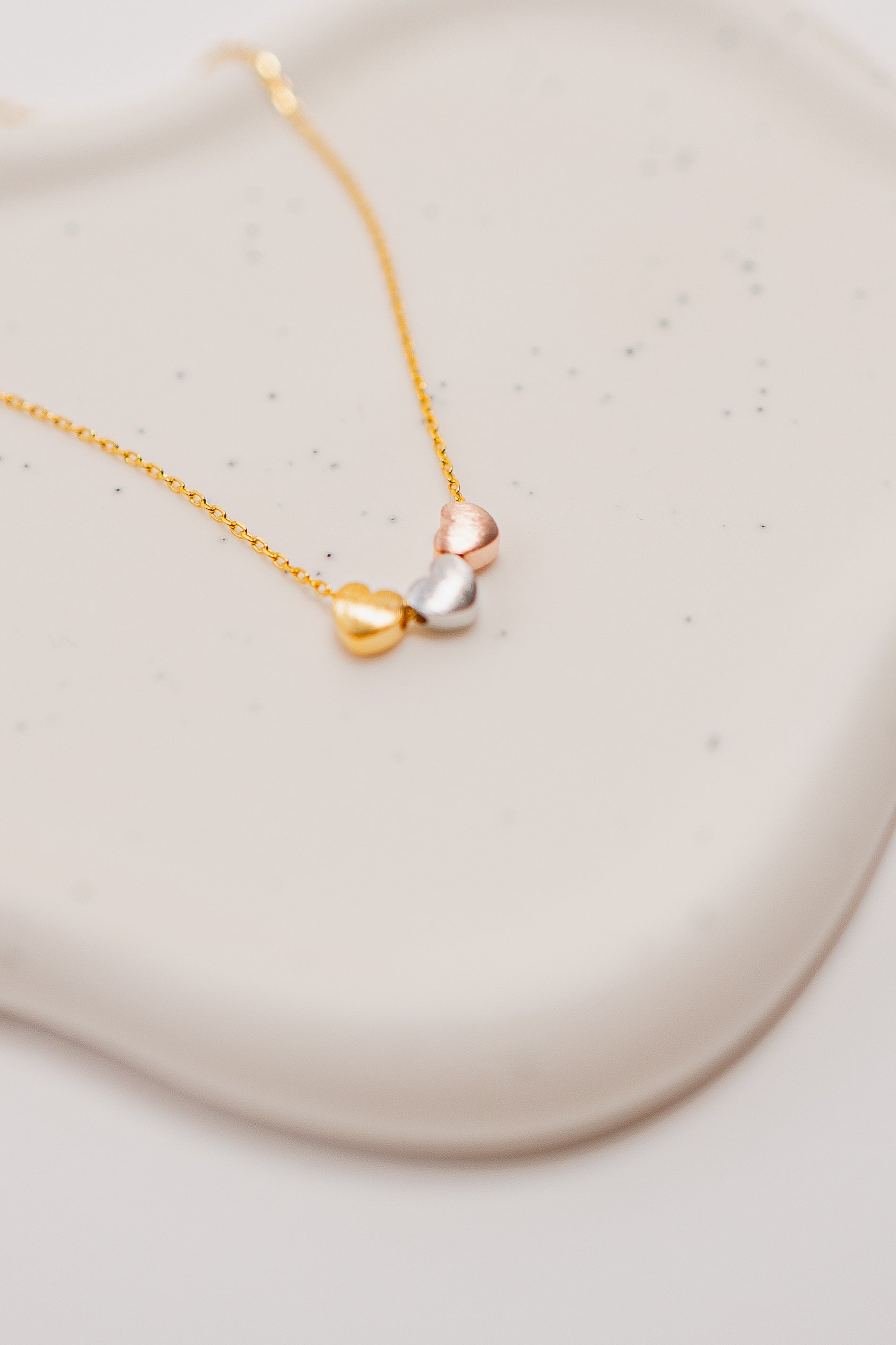 Dainty Three Heart Pendant Necklace