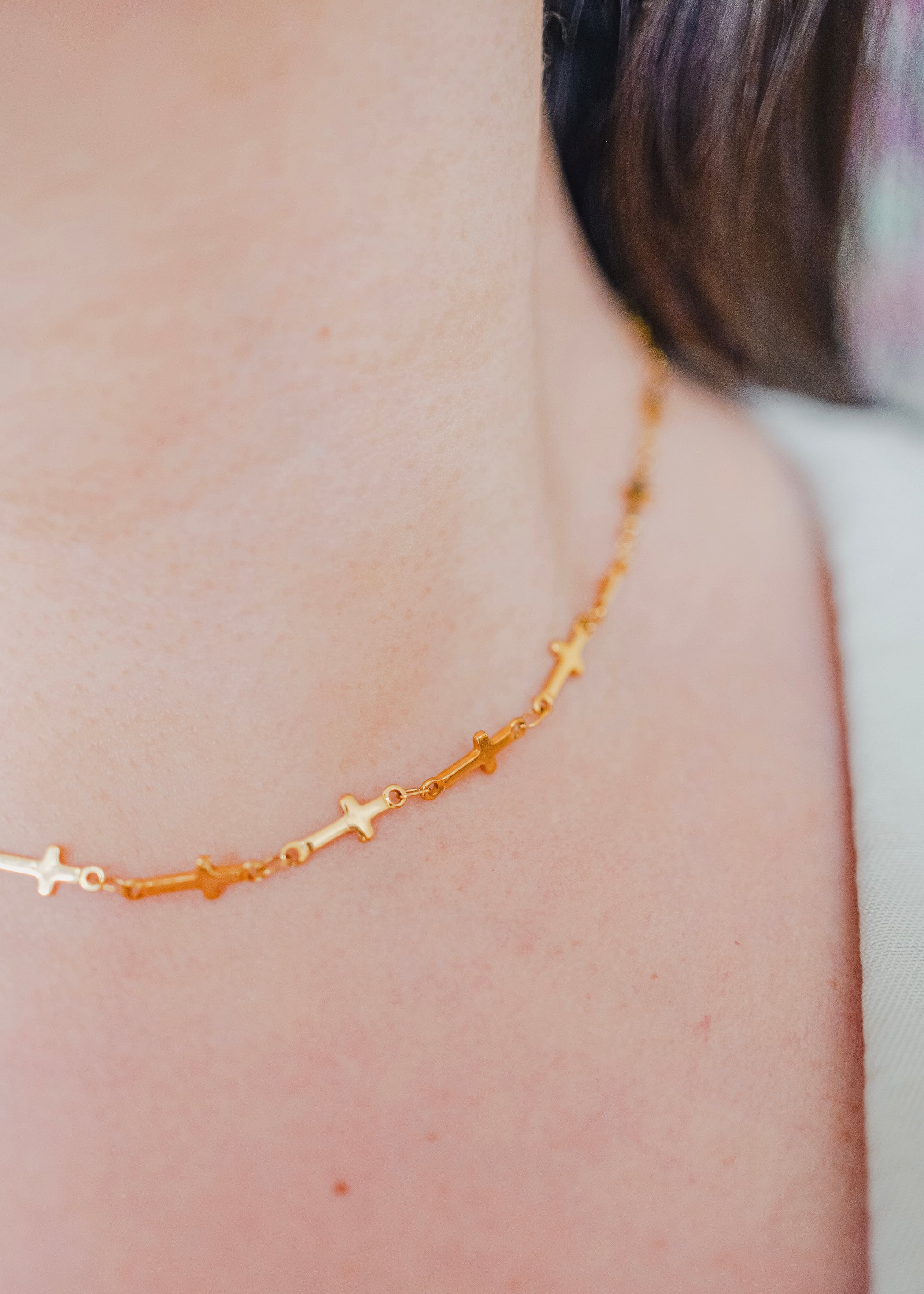 Dilara 18K Gold Non-Tarnish Cross Choker