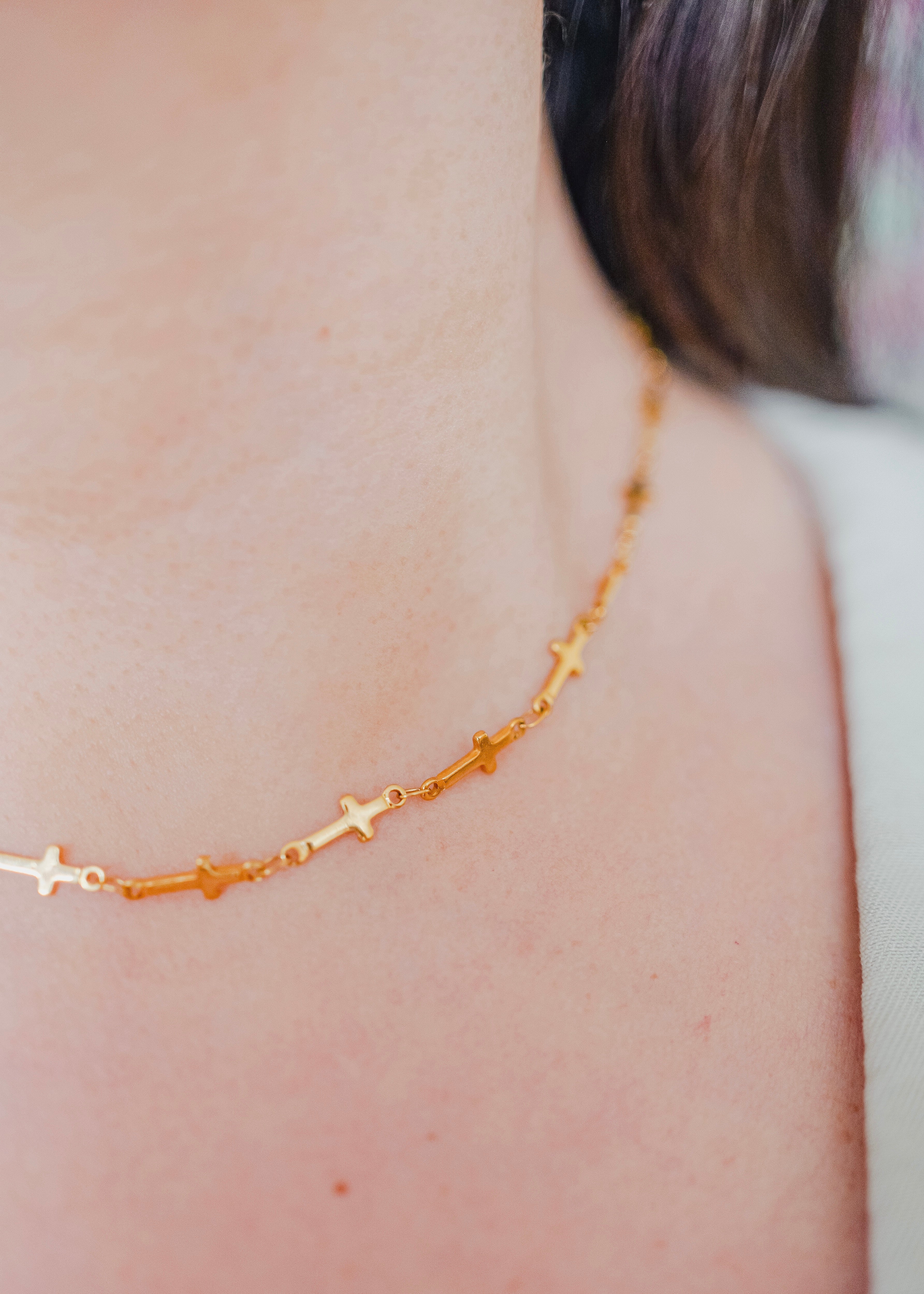Dilara 18K Gold Non-Tarnish Cross Choker