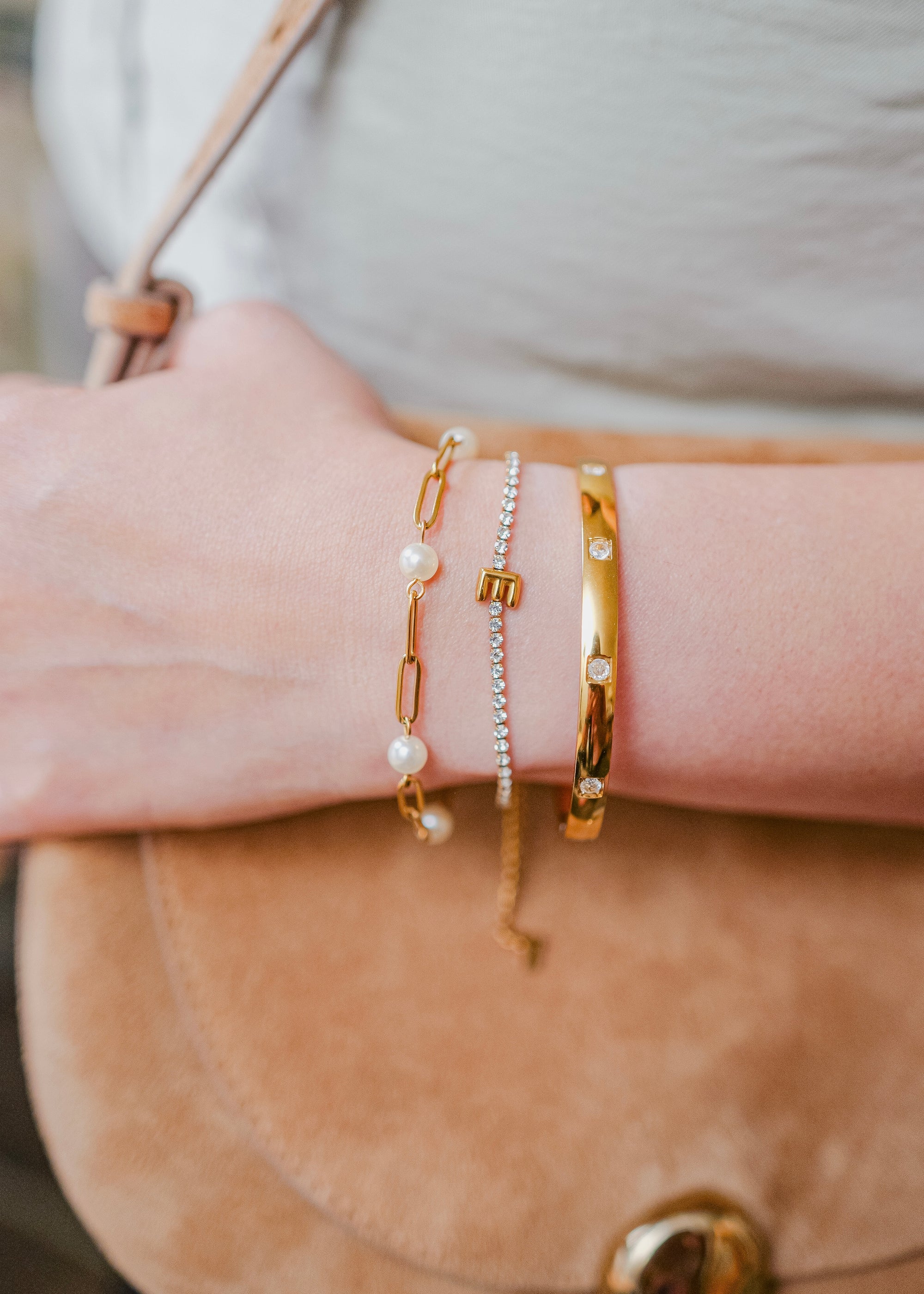 Gia Stainless Steel Pearl Paperclip Chain Bracelet