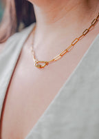 16" 18K Gold Paperclip Carabiner Necklace