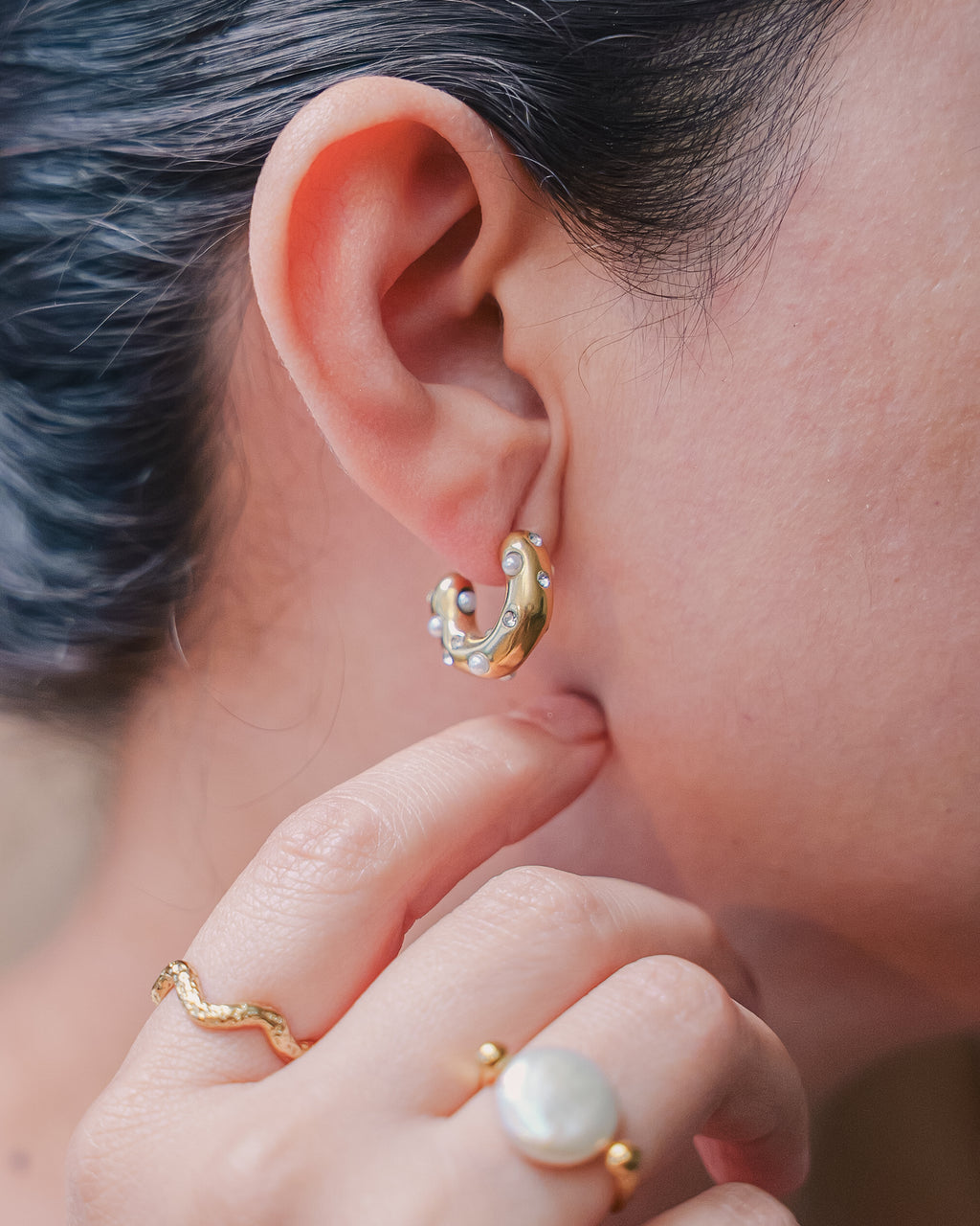 Ophelia Gold Stainless Steel Hoops