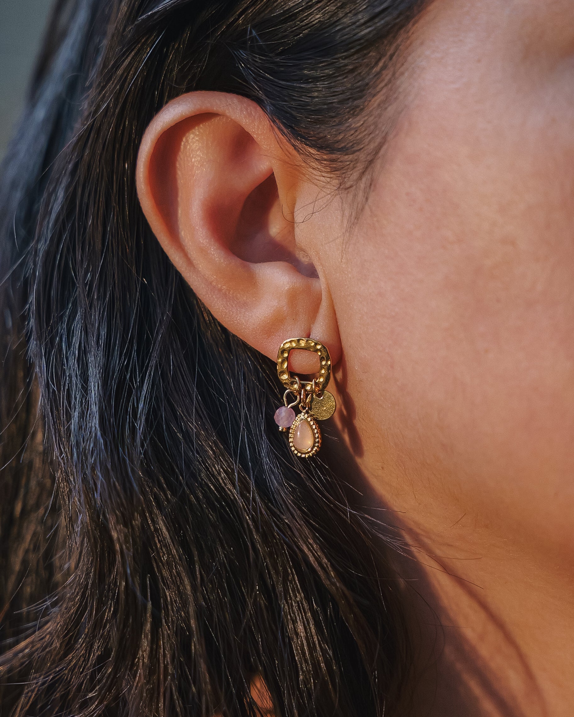 Mia 18K Non-Tarnish Vintage Stone Drop Earring