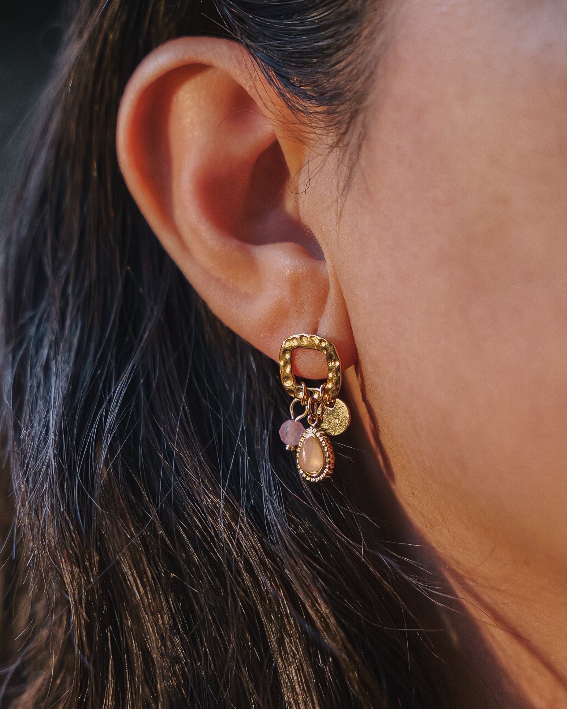 Mia 18K Non-Tarnish Vintage Stone Drop Earring