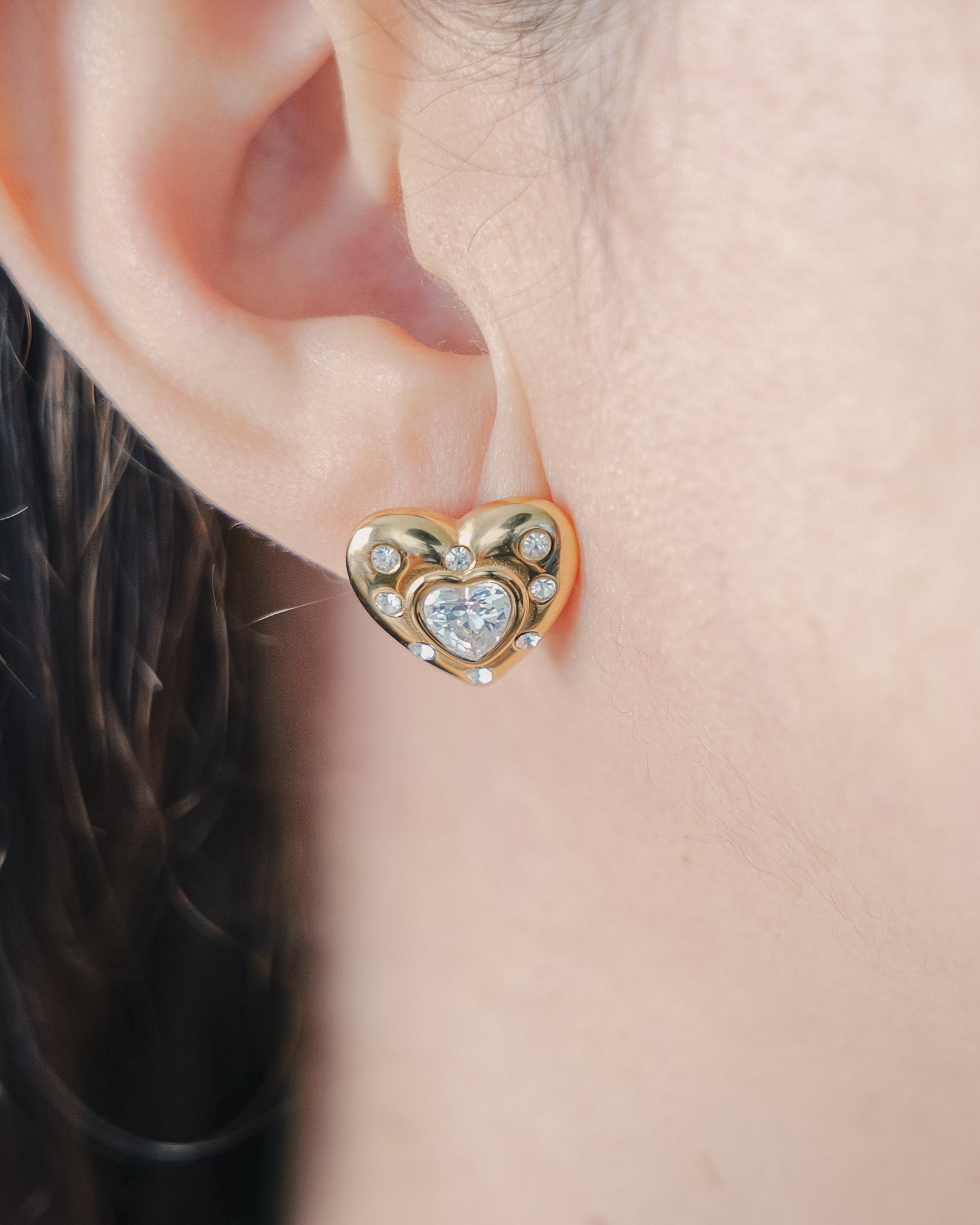 Verona Heart Studs With Cz in Stainless Steel