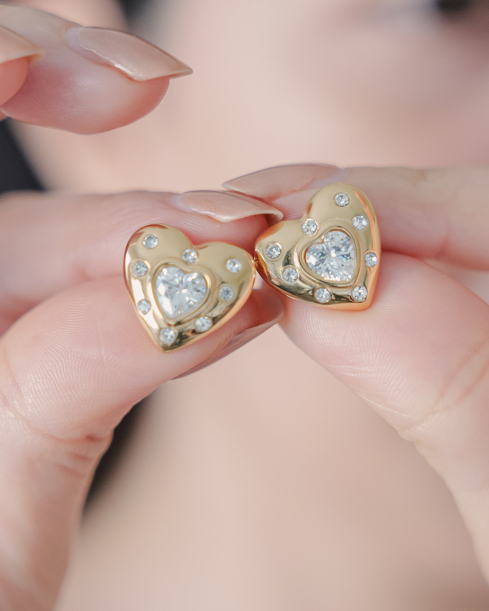 Verona Heart Studs With Cz in Stainless Steel
