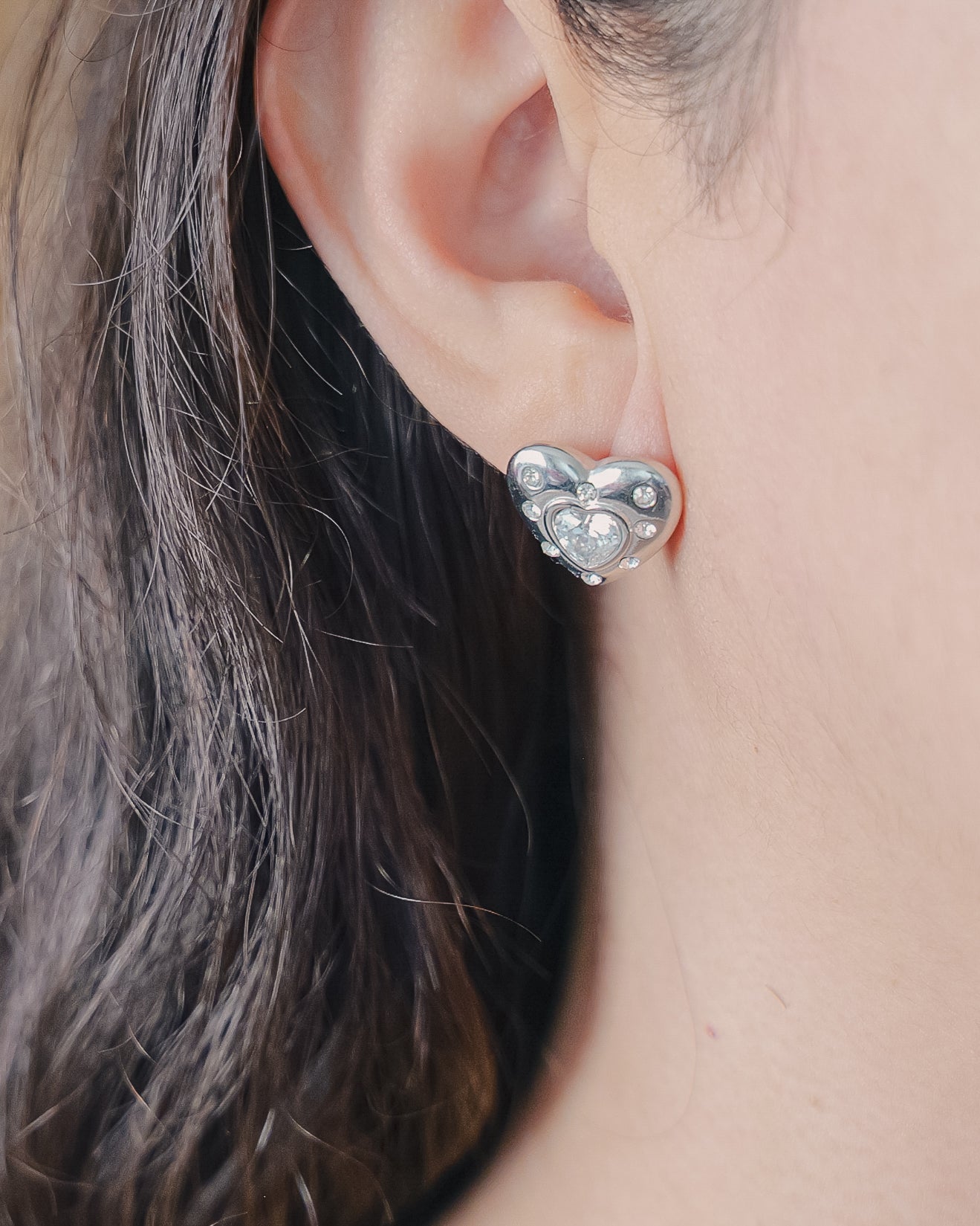 Verona Heart Studs With Cz in Stainless Steel