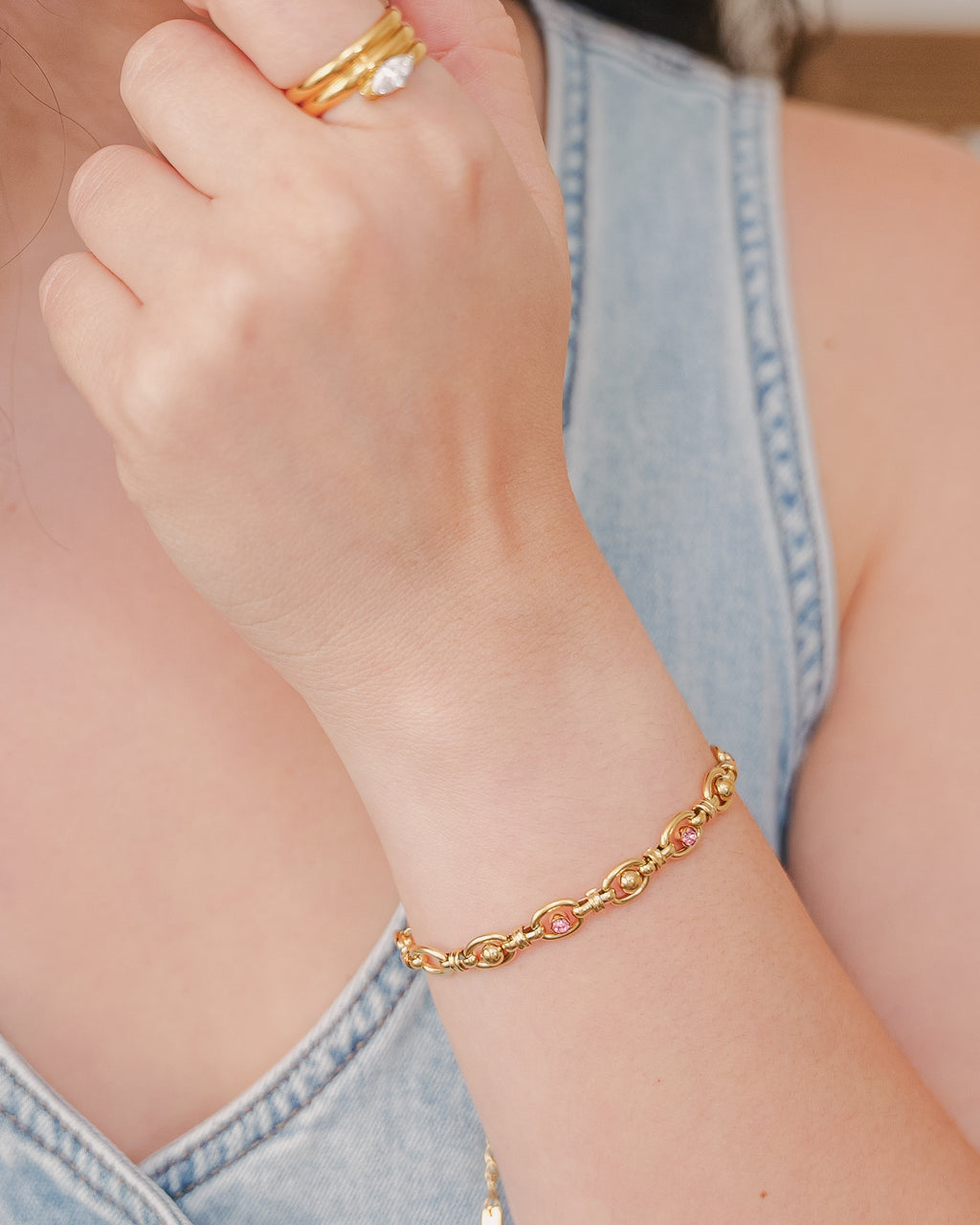 Pink Dawson Stainless Steel Stackable Bracelet