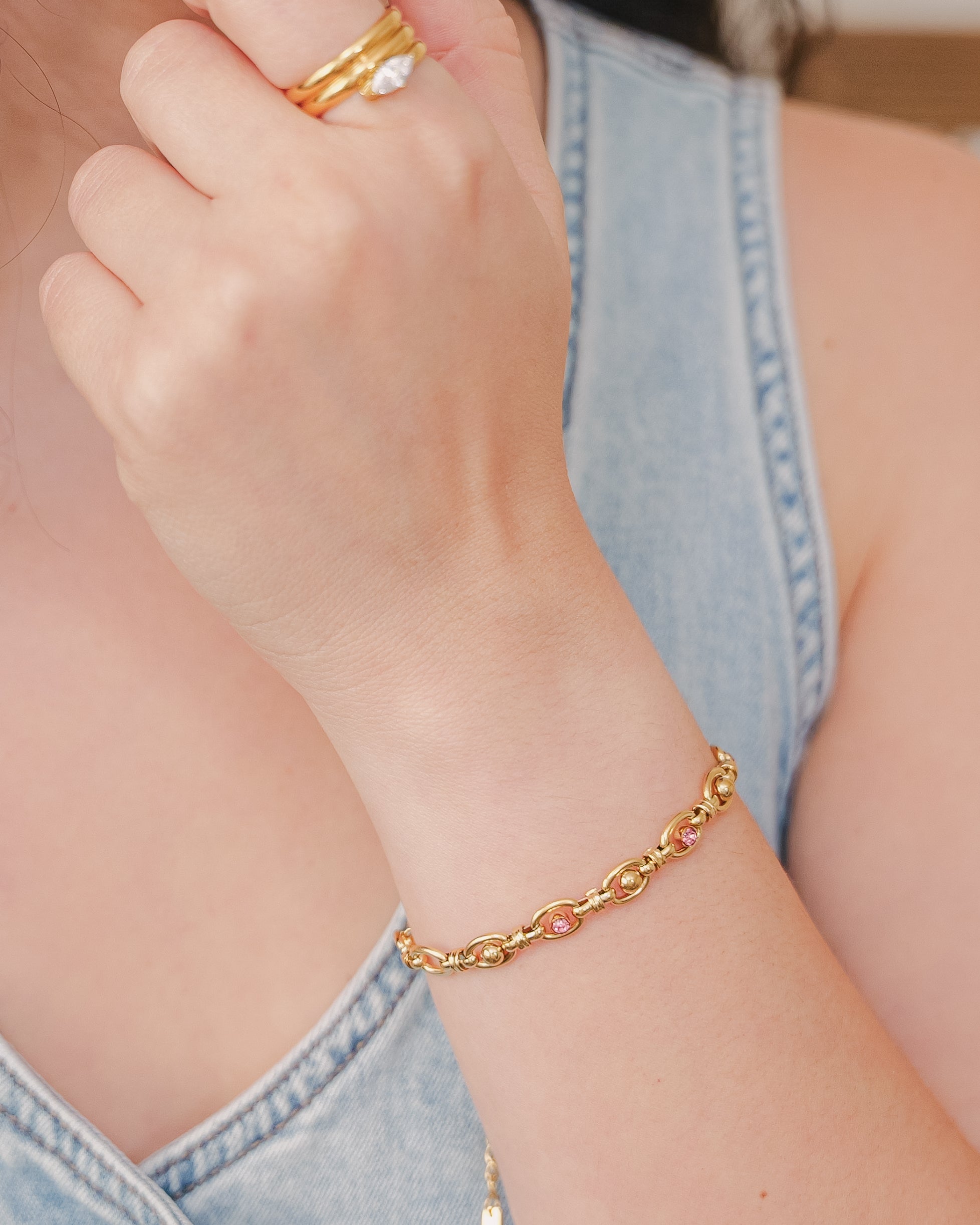 Pink Dawson Stainless Steel Stackable Bracelet