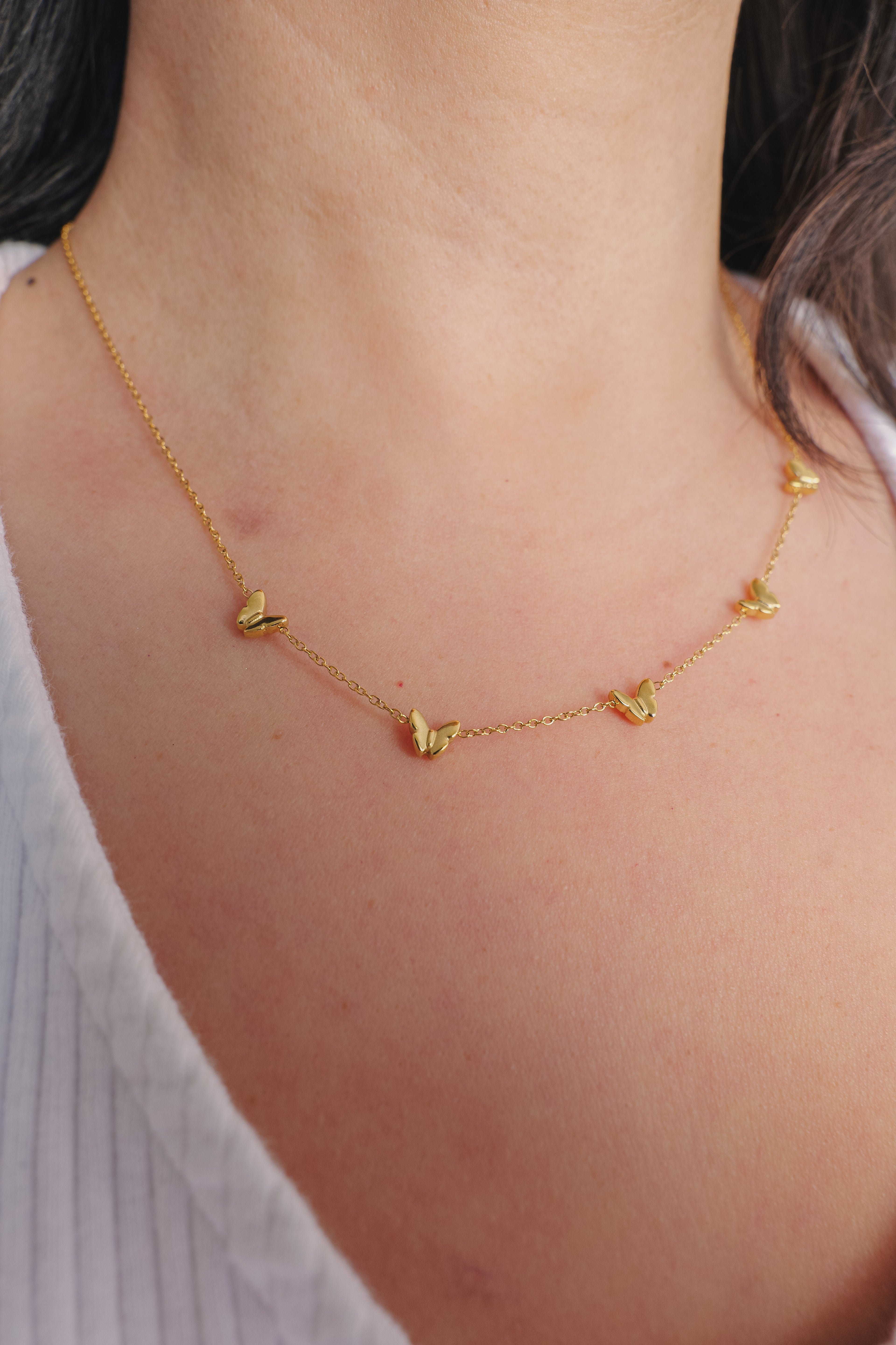 Flutter Baby Butterfly Necklace – 18K Gold Stainless Steel Dainty Butterfly Chain, Waterproof Hypoallergenic, Cute Everyday Necklace