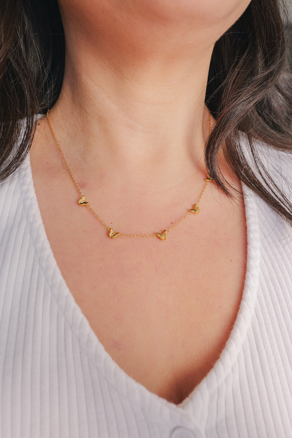 Flutter Baby Butterfly Necklace – 18K Gold Stainless Steel Dainty Butterfly Chain, Waterproof Hypoallergenic, Cute Everyday Necklace