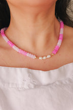 Freshwater pearl beaded necklace 16"