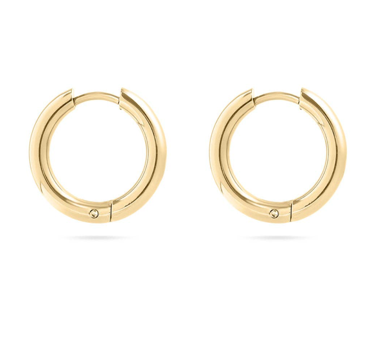 18K Gold Plated Stainless Steel Textured Hoop Earrings 15mm