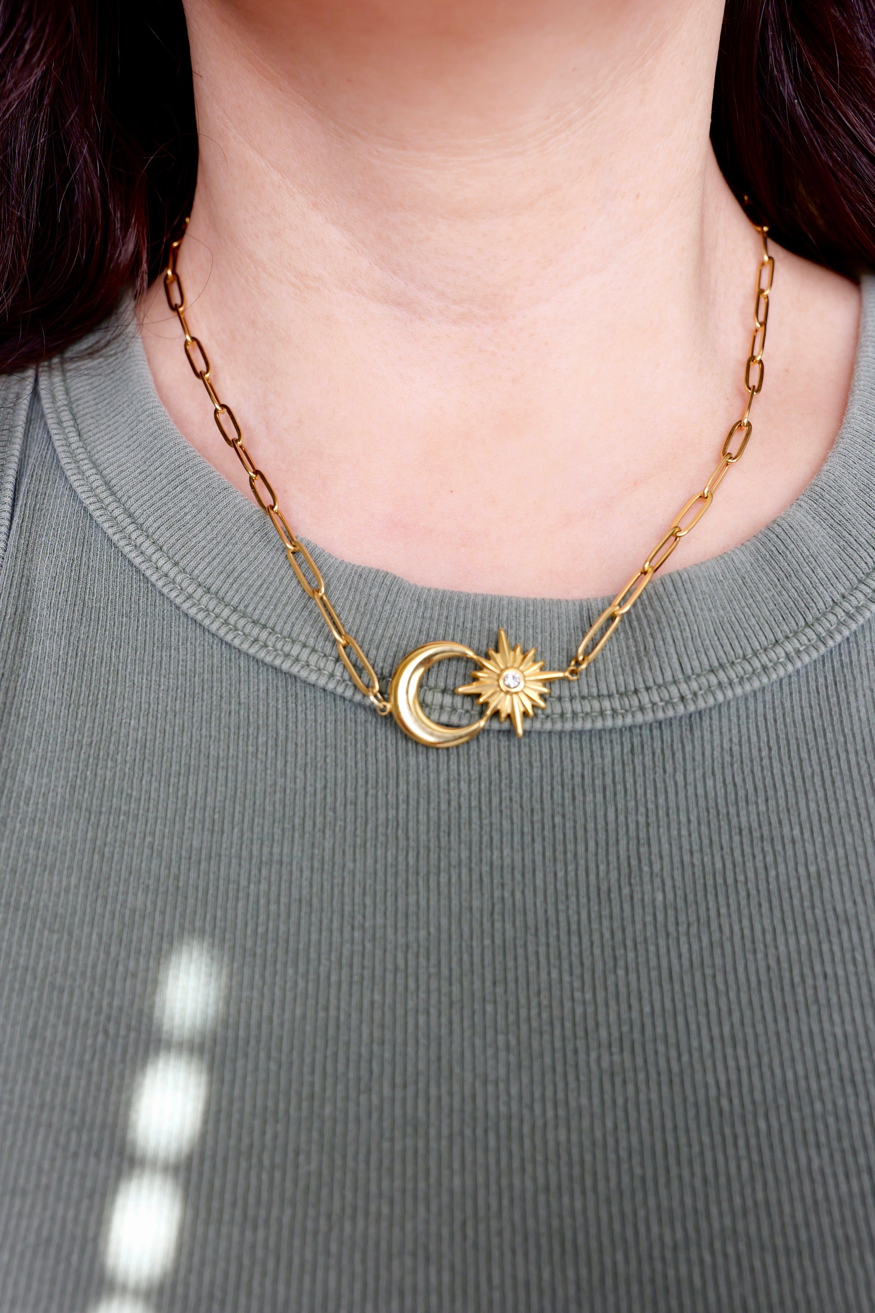 Crescent Moon Paperclip Necklace Spark of the Day