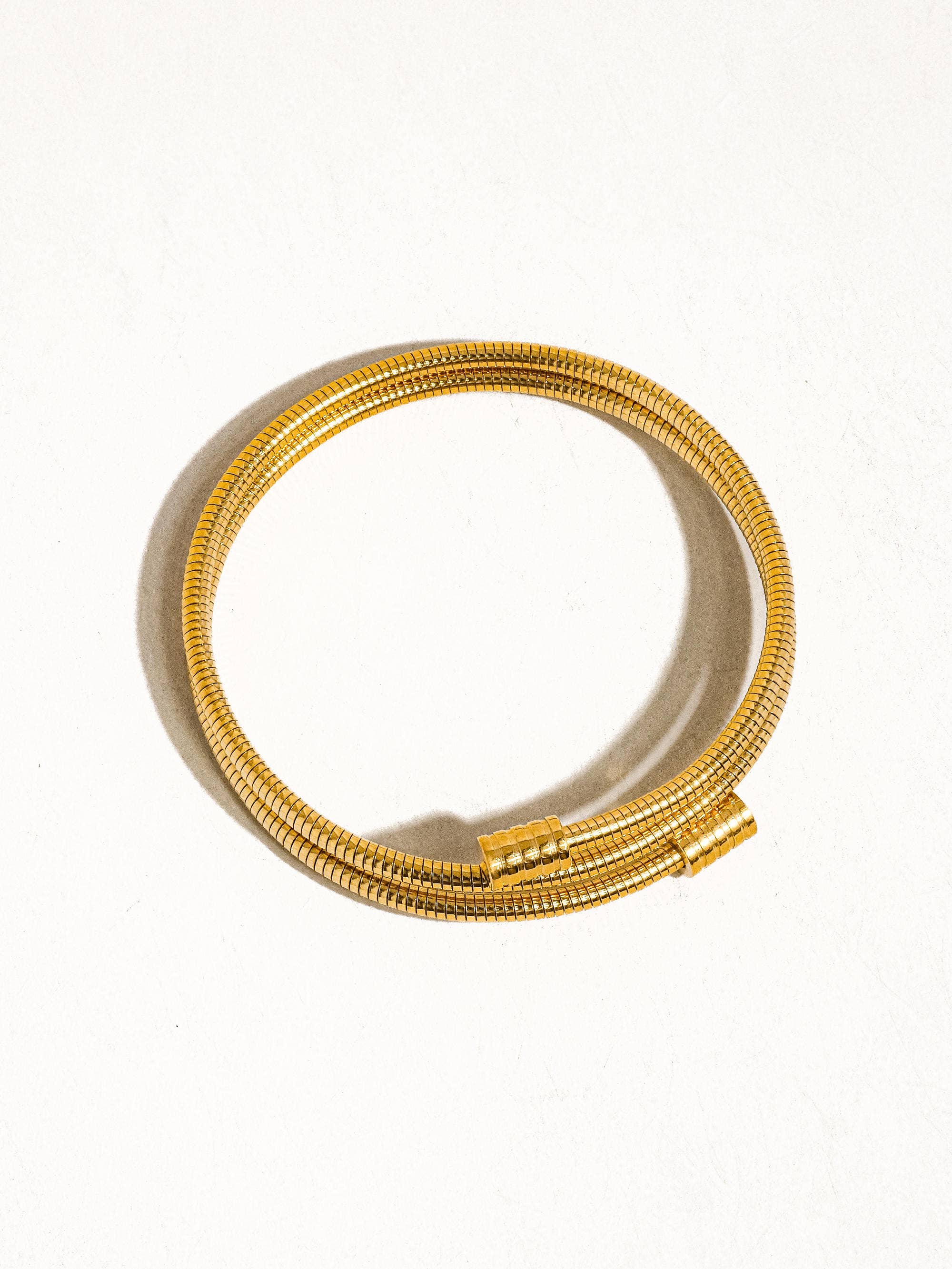 Samantha Non-Tarnish Round Snake Gold Chain Bracelet