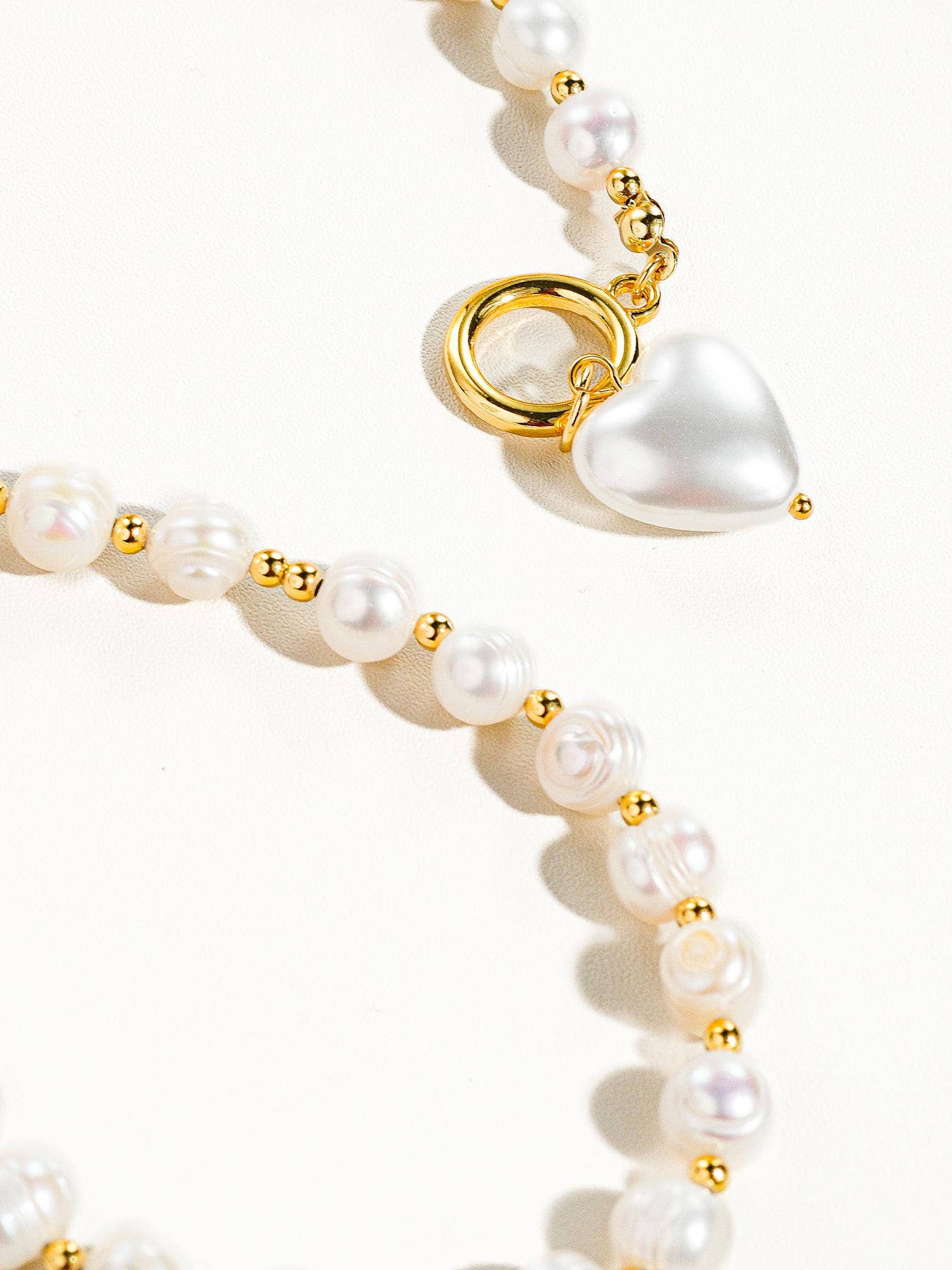 When in Paris Vintage Fresh Water Pearl Heart Charm Necklace