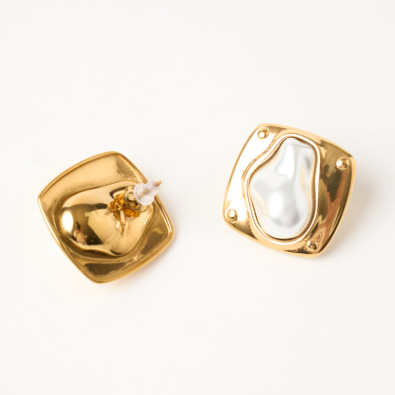 Amara Pearl Stainless Steel Statement Earrings