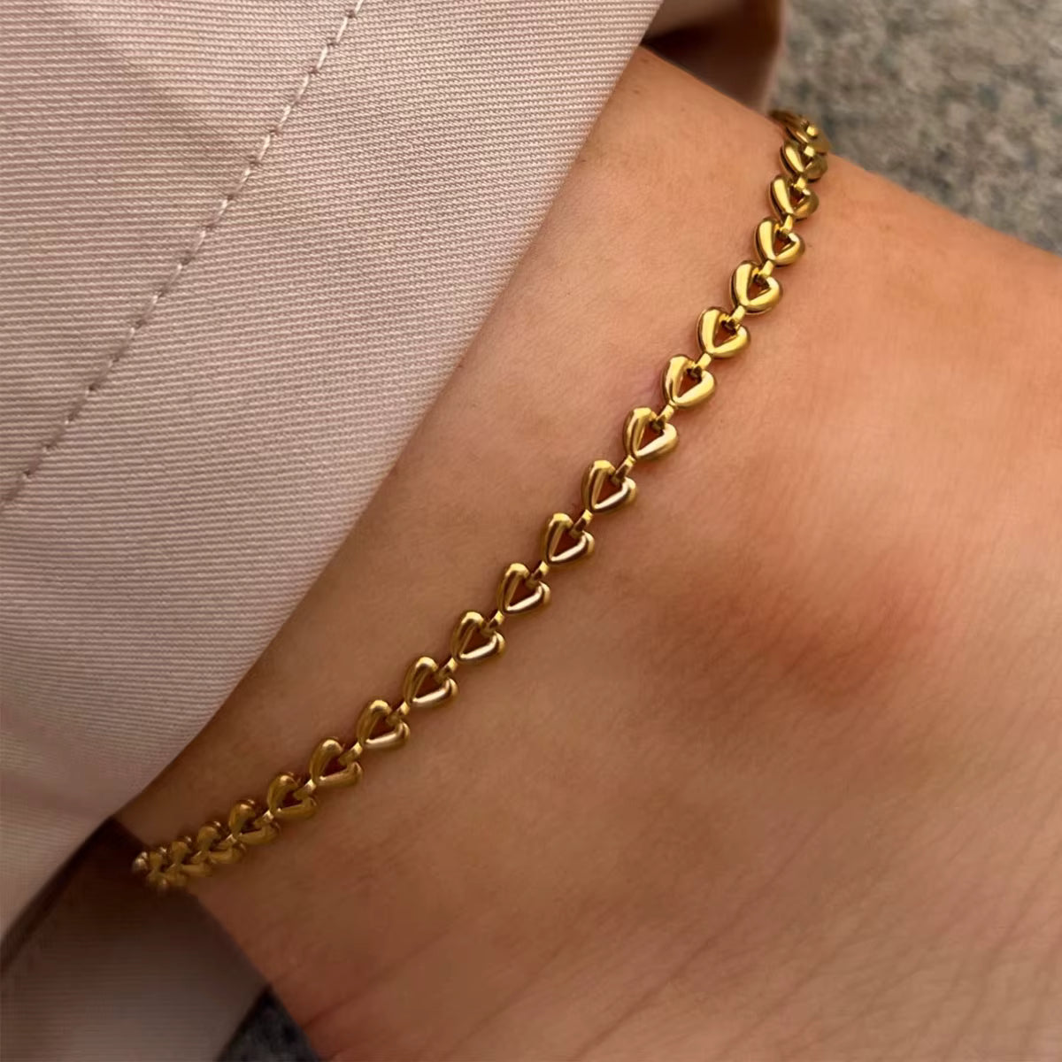 Sweetheart Gold Heart Chain Anklet