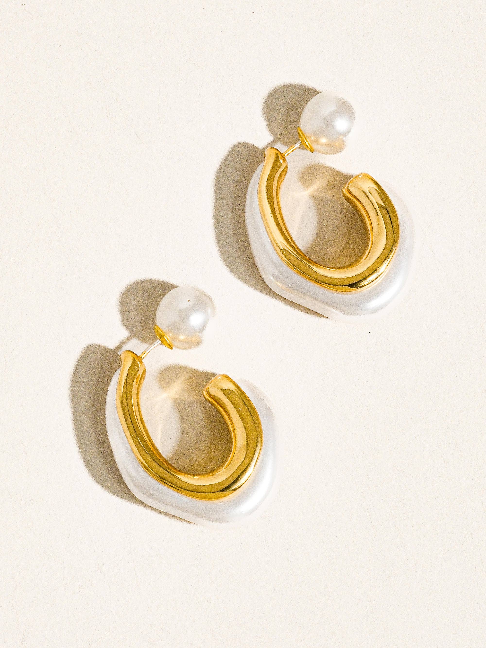 Camila 18K Gold Classic Pearl C Hoop Earring