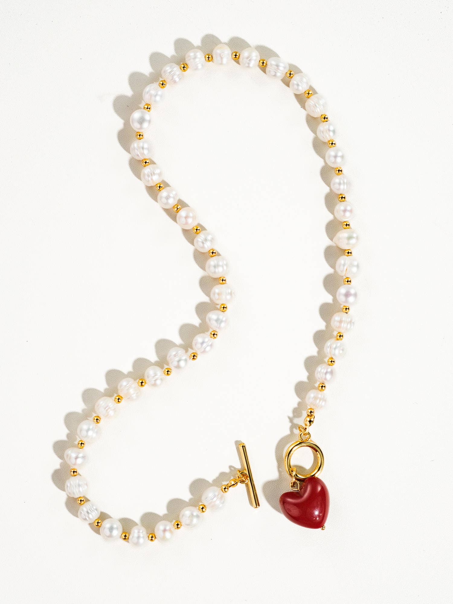 When in Paris Vintage Fresh Water Pearl Heart Charm Necklace