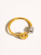 Loanni 18K Non-Tarnish Two Tone Heart Ring
