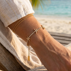 Esme at the beach  Gold Starfish Tennis Bracelet | Crystal Chain | Waterproof Tarnish-Free Stainless Steel | 6.5" + 2" Extender