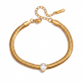 Gold Snake Chain Bracelet | Teardrop Crystal | Waterproof Hypoallergenic Stainless Steel | 6.69" + 1.96" Extender