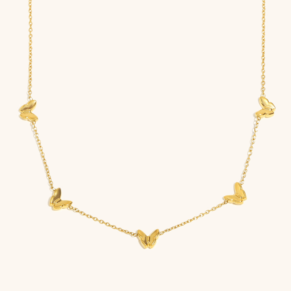 Flutter Baby Butterfly Necklace – 18K Gold Stainless Steel Dainty Butterfly Chain, Waterproof Hypoallergenic, Cute Everyday Necklace