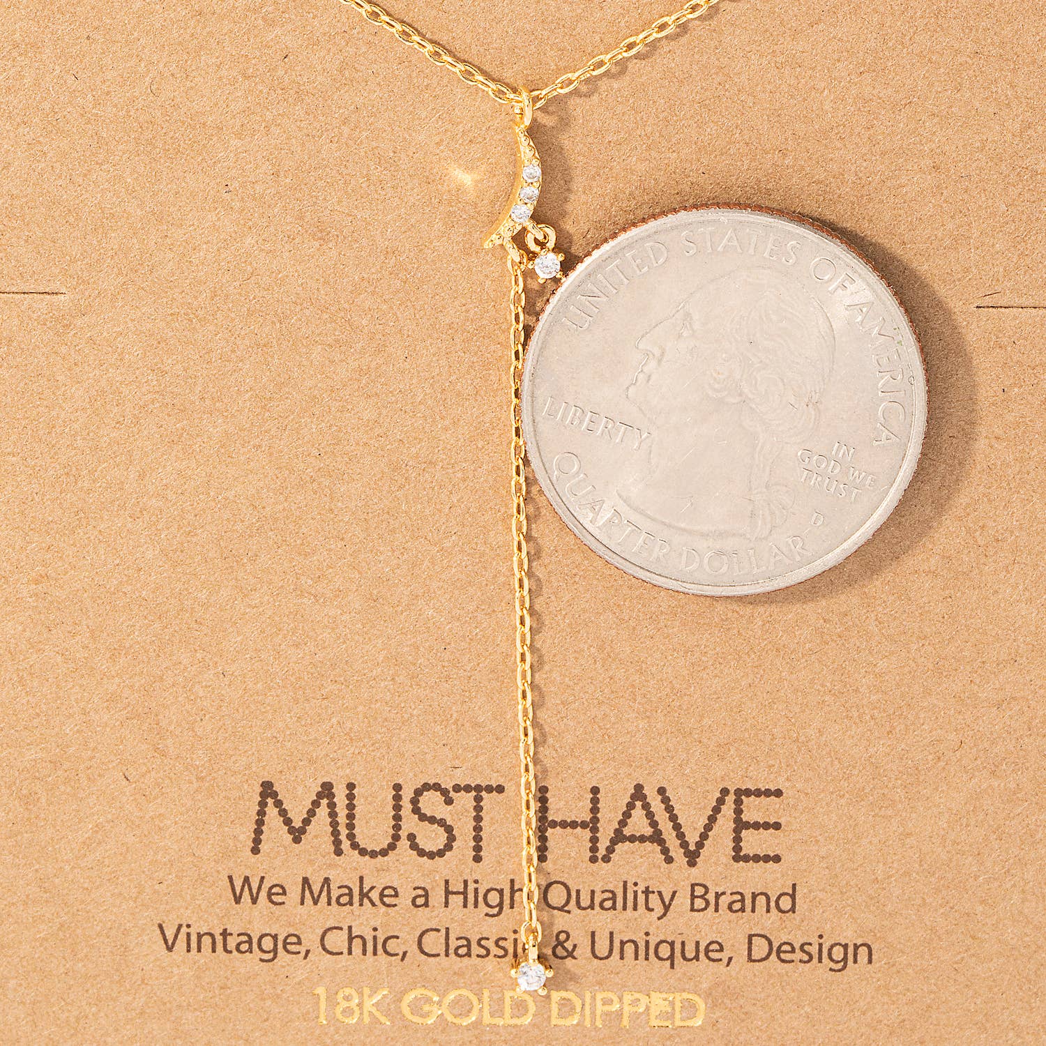Dainty Chain Crescent Moon Y Necklace