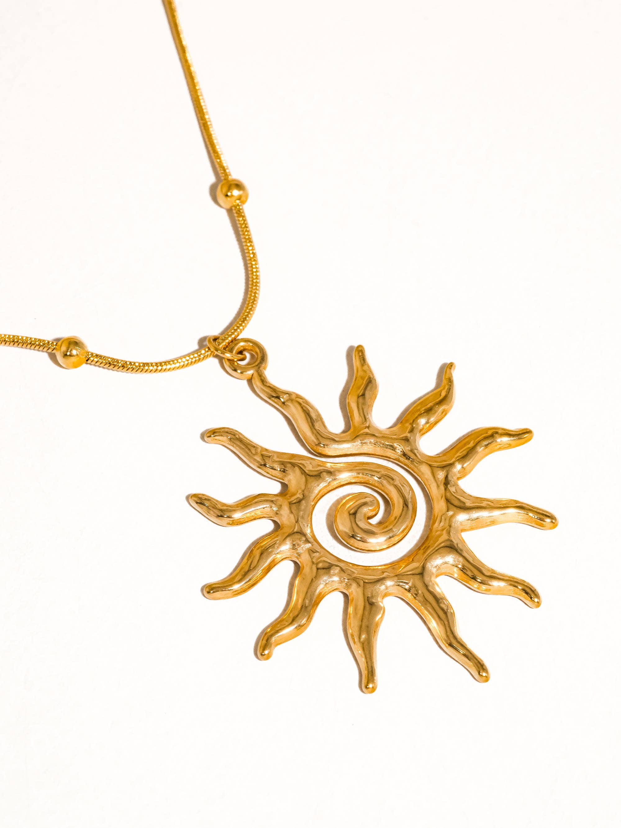 Taiyo 18K Gold Non-Tarnish Stainless Steel Boho Sun Necklace