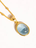 Blue Lilly 18K Gold Assorted Natural Stone Necklace: Aquamarine