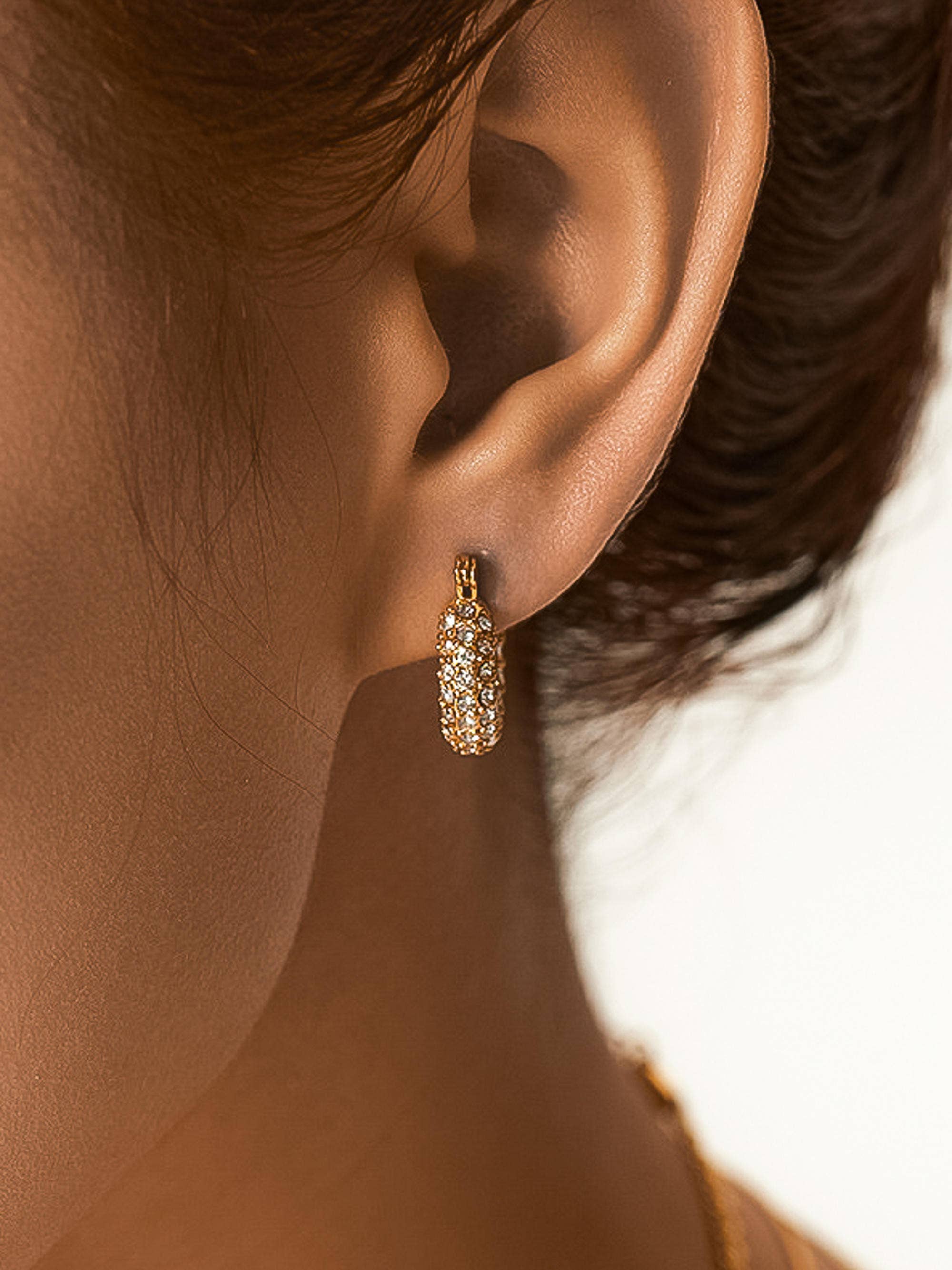 Carrie 18K Gold Non-Tarnish Glam CZ Hoop Earring