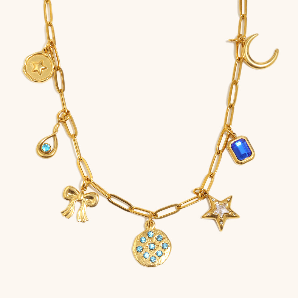 Lucy in the sky blue charm necklace