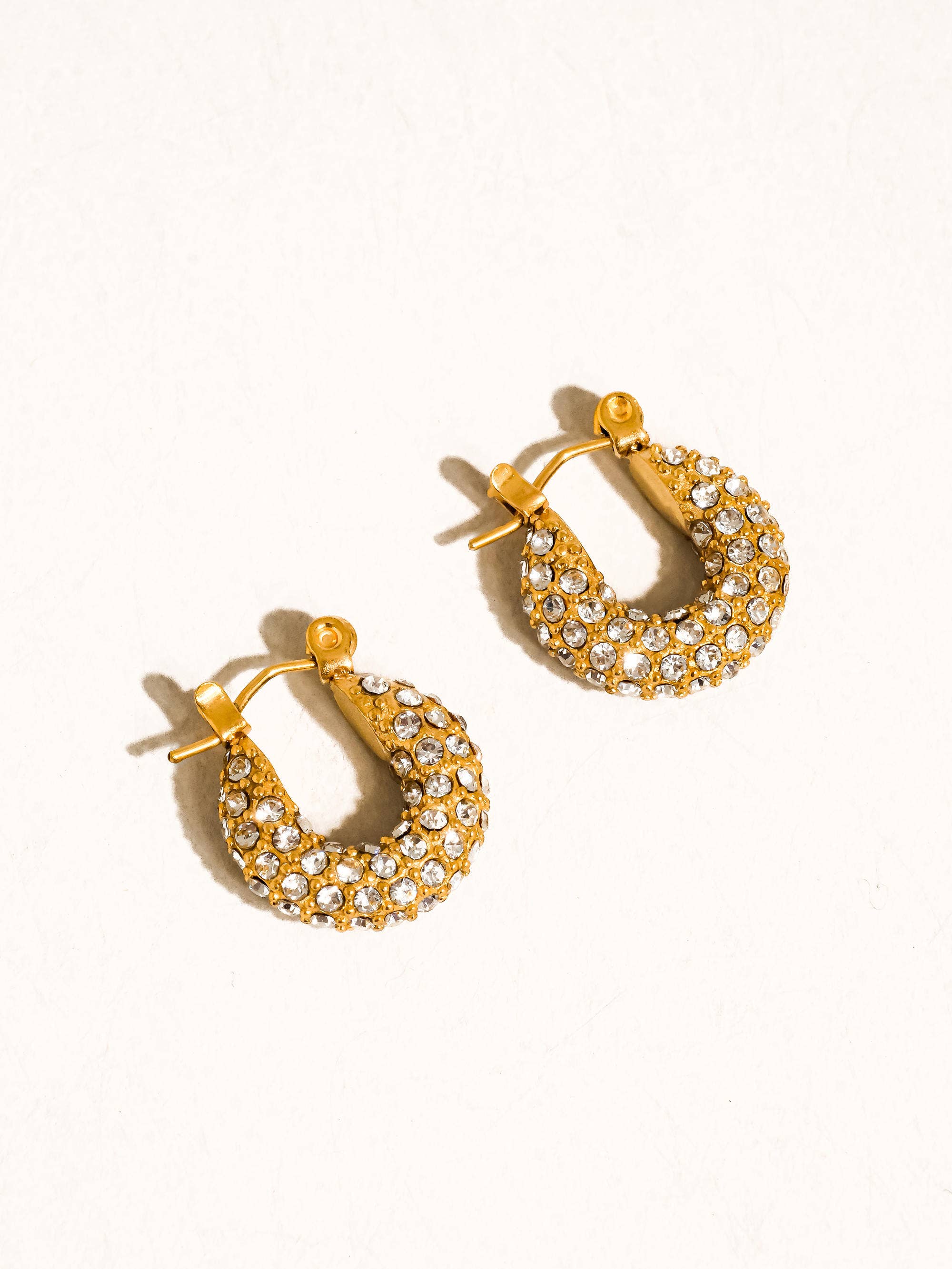 Carrie 18K Gold Non-Tarnish Glam CZ Hoop Earring