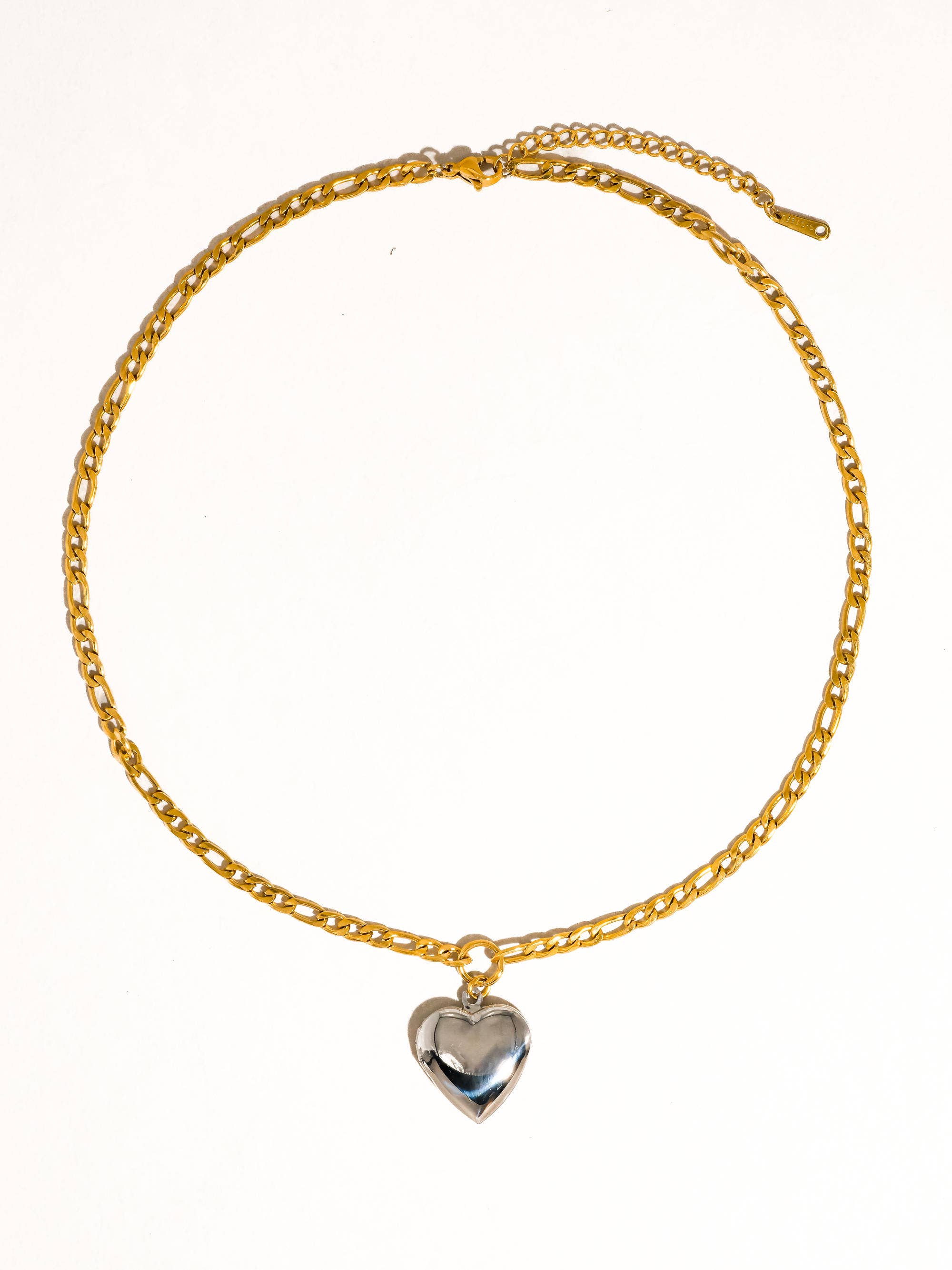 Victoria 18K Gold Non-Tarnish Two Tone Heart Locket Necklace
