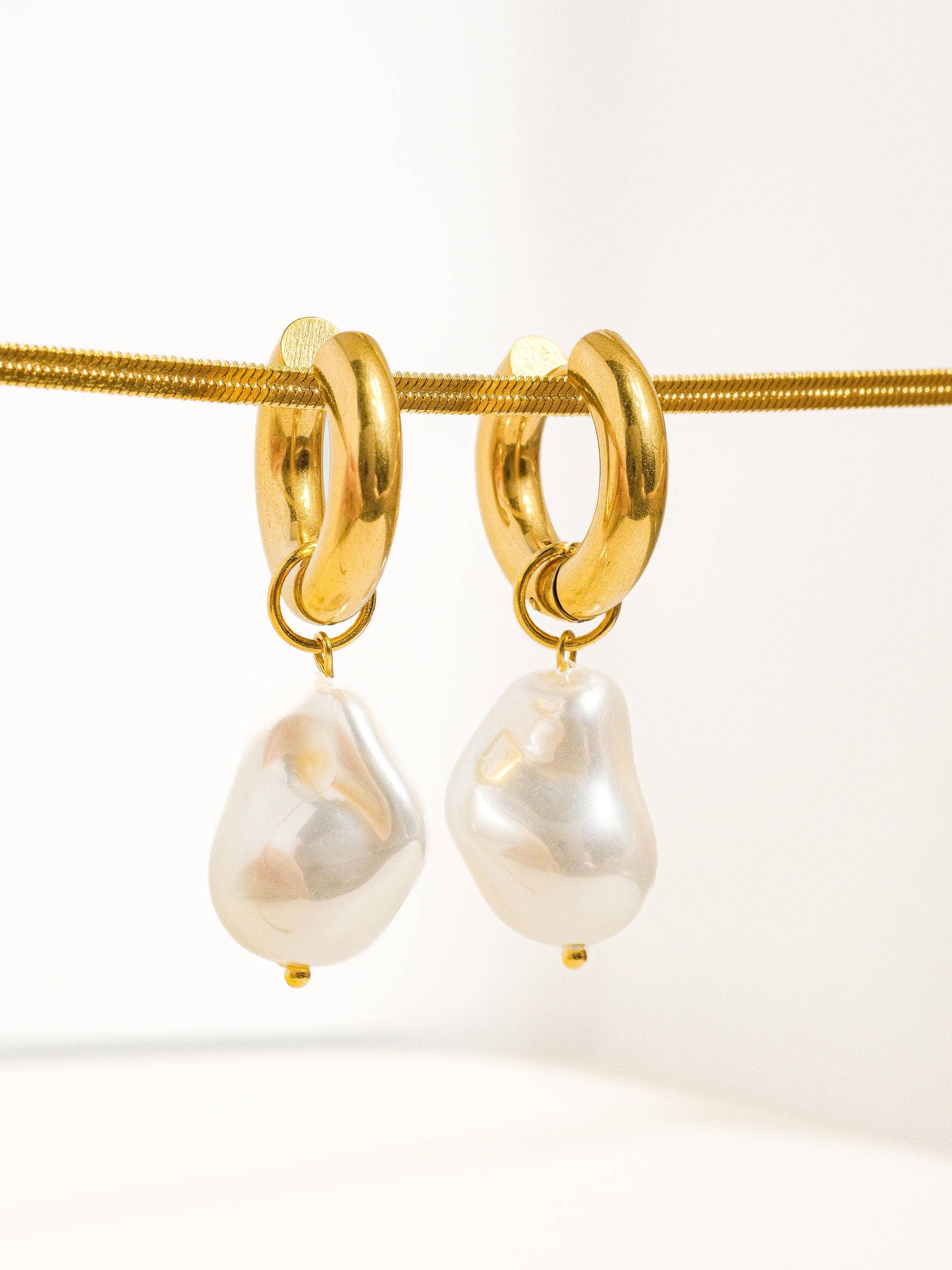 Mallorca Gold Statement Large Pearl Earring