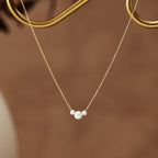 Freshwater Pearl Trio Necklace – Non-Tarnish Waterproof Gold Dainty Necklace