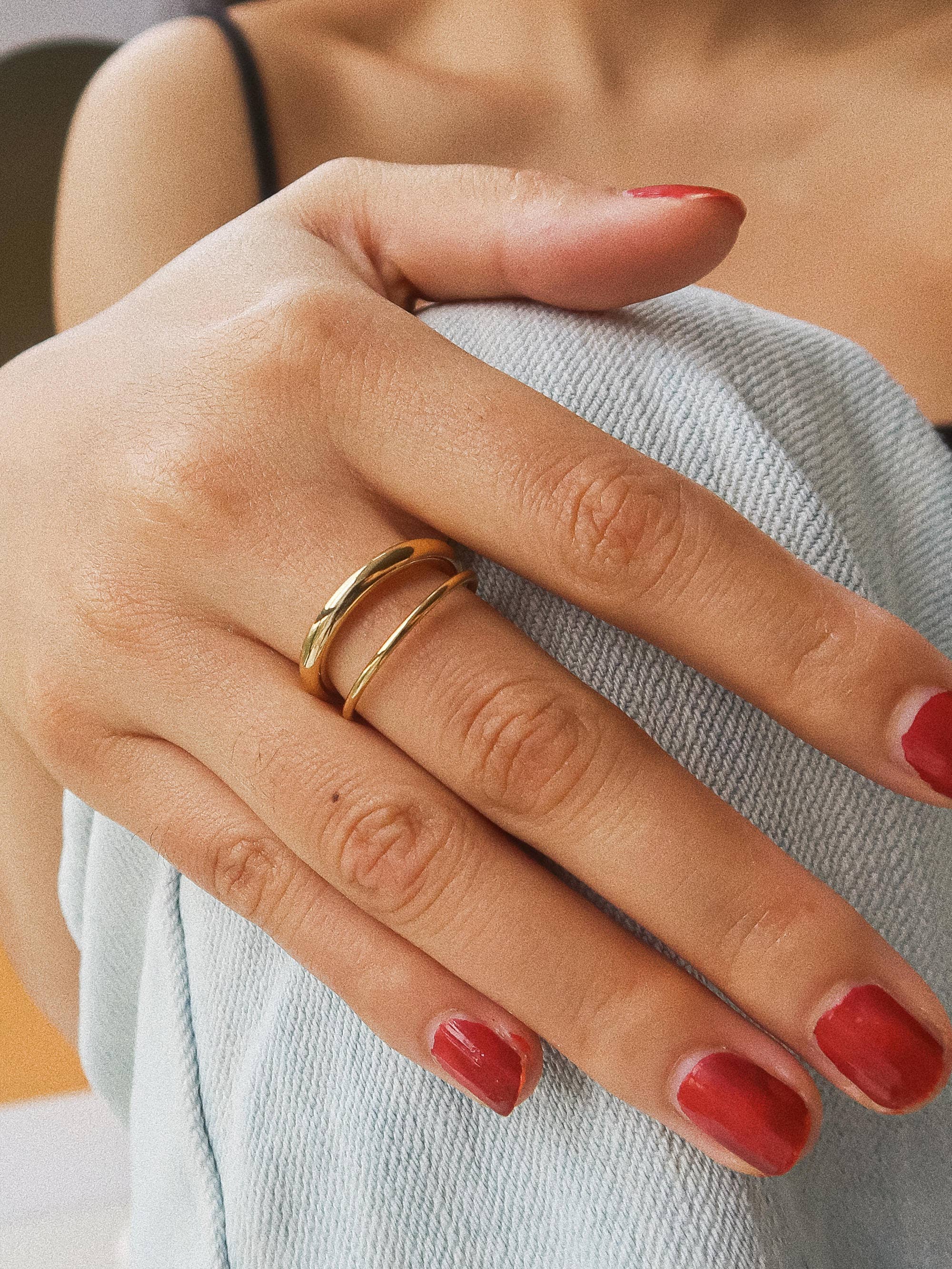 Harvey 18K Gold Non-Tarnish Classic Double Band Ring