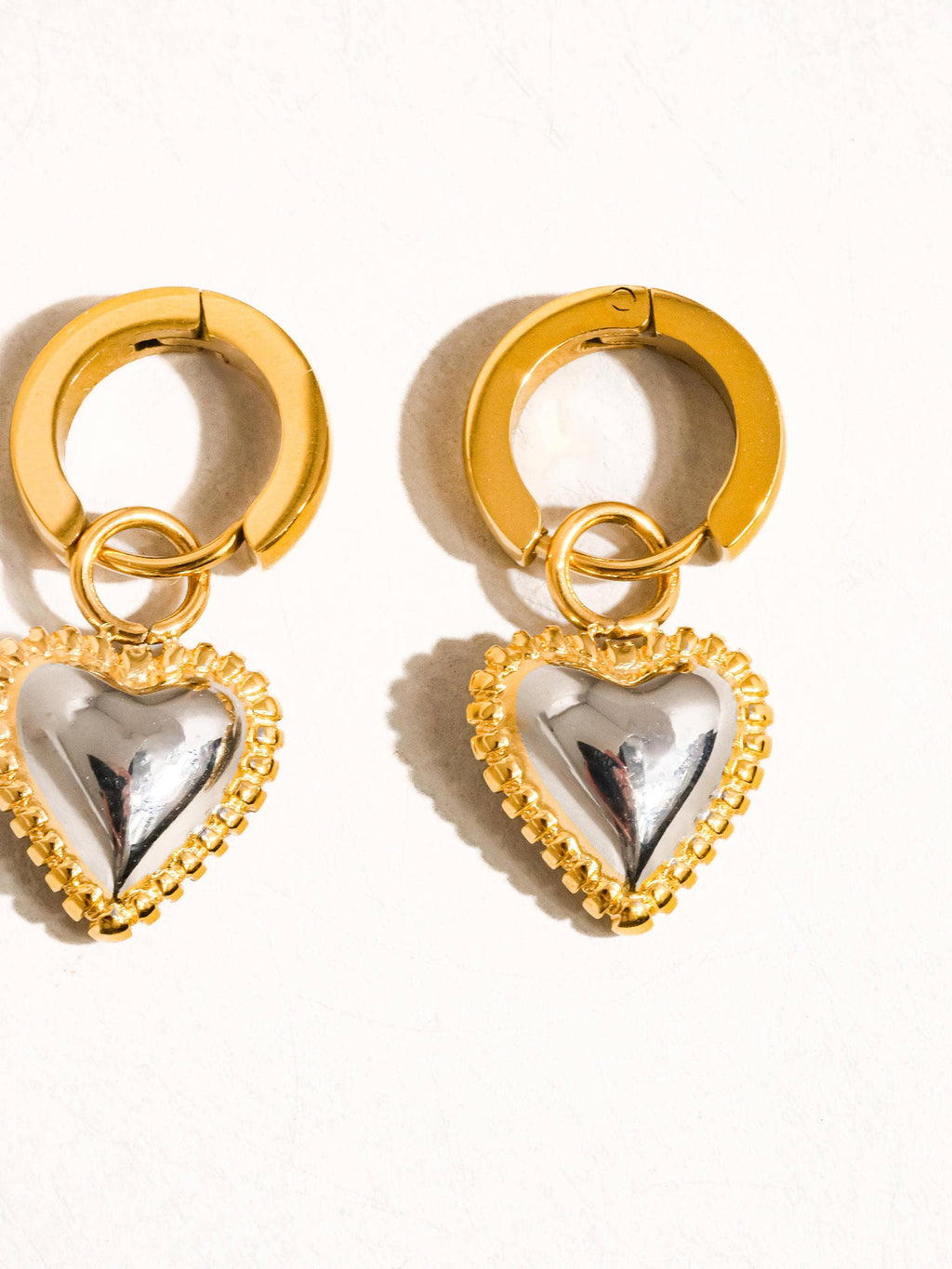 Uptown Girl 18K Non-Tarnish Two Tone Classic Heart Earring