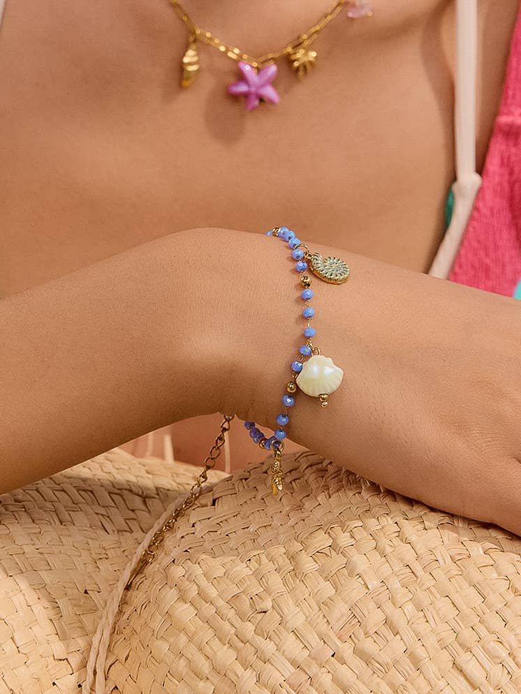 Ariel 18K Gold Non-Tarnish Shells and Star Beaded Bracelet