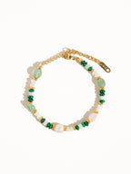 Emerald 18K Non-Tarnish Bohemian Stone and Bead Faye Green Bracelet