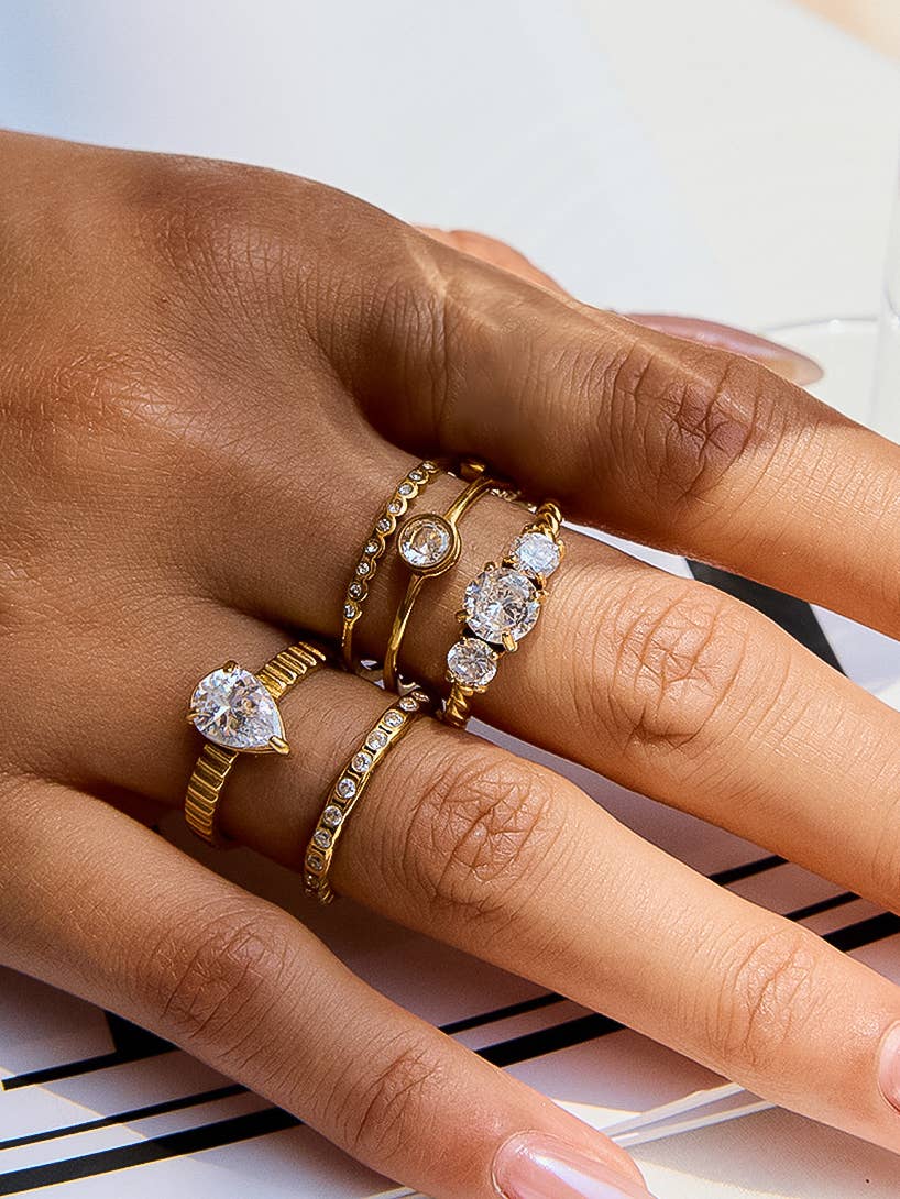 Niza 18K Gold Non-Tarnish CZ Statement Ring