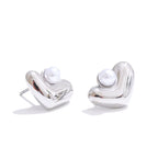 Celeste Pearl Heart Stainless Steel Studs