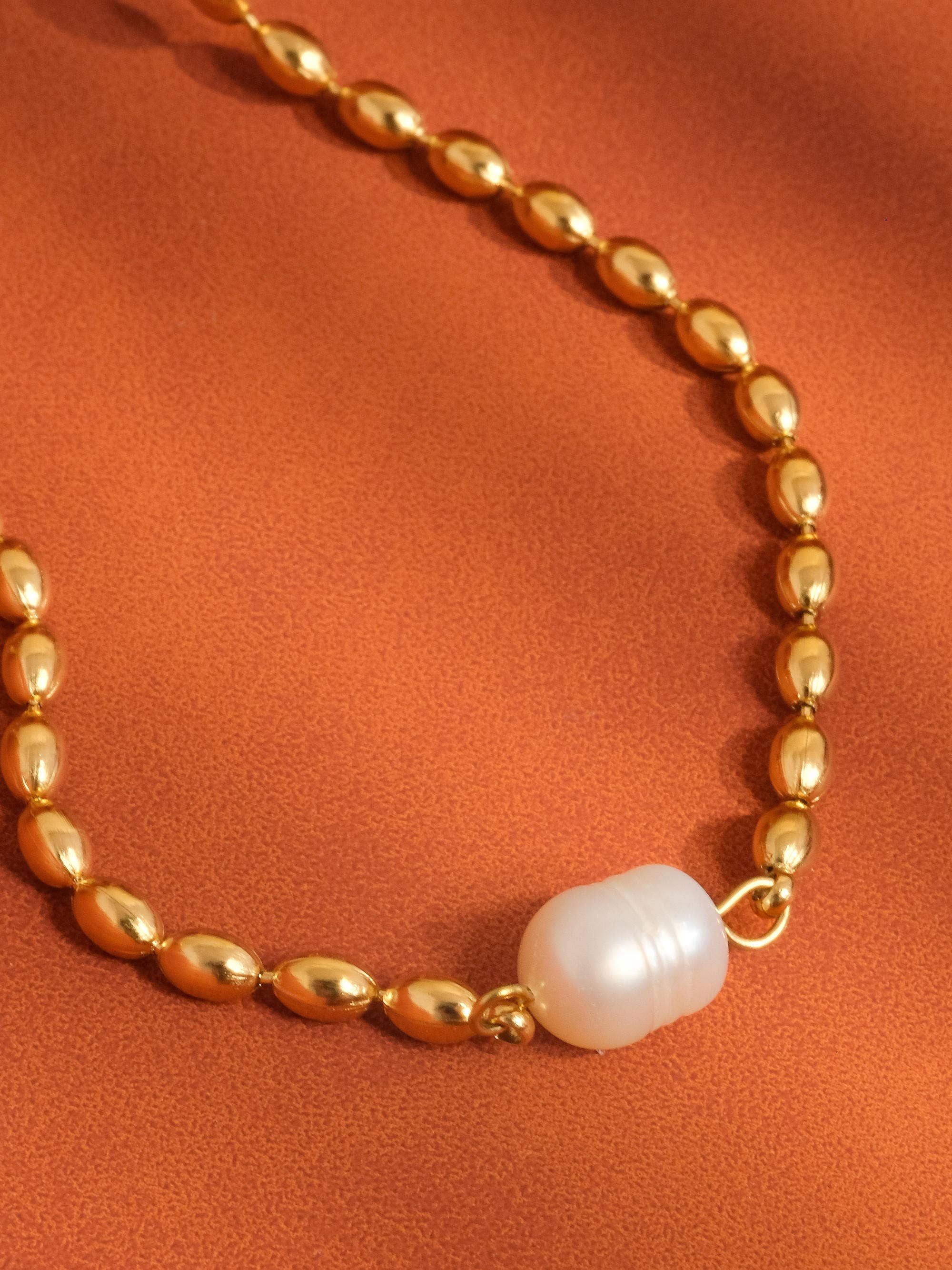 Izzy 18K Gold Non-Tarnish Pearl Ball Chain Necklace