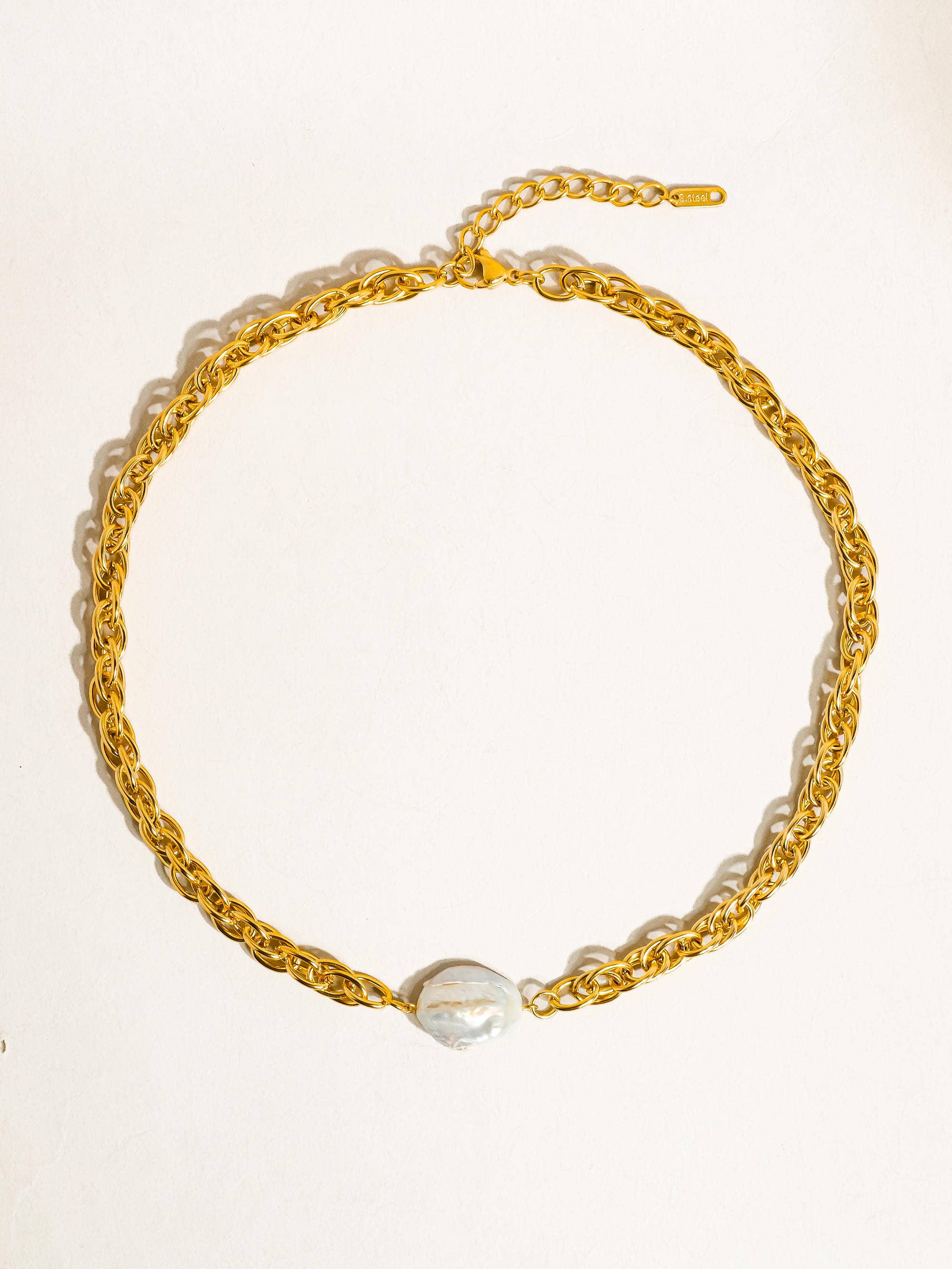 Lory 18K Non-Tarnish Bold Pearl Chain Necklace
