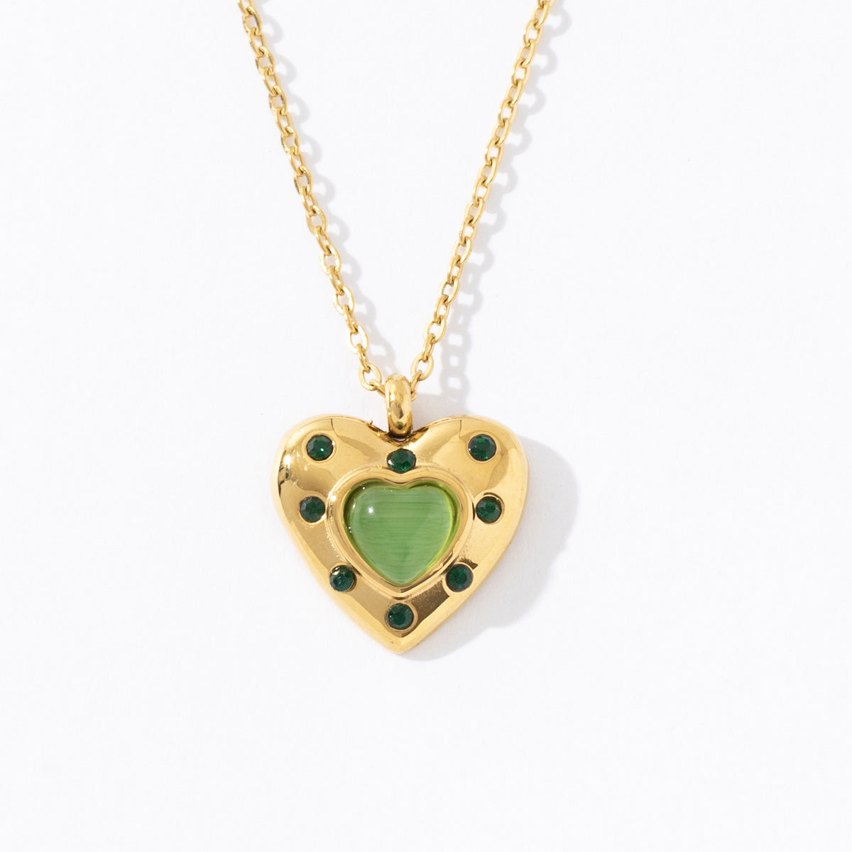 Ivy Emerald Green Heart Necklace