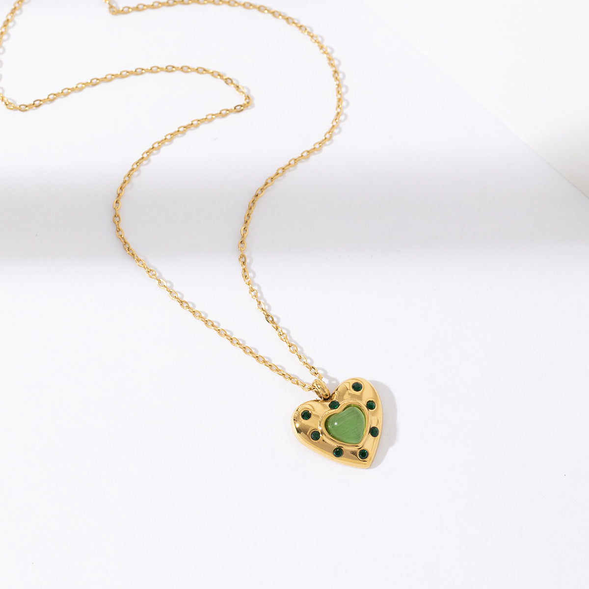 Ivy Emerald Green Heart Necklace