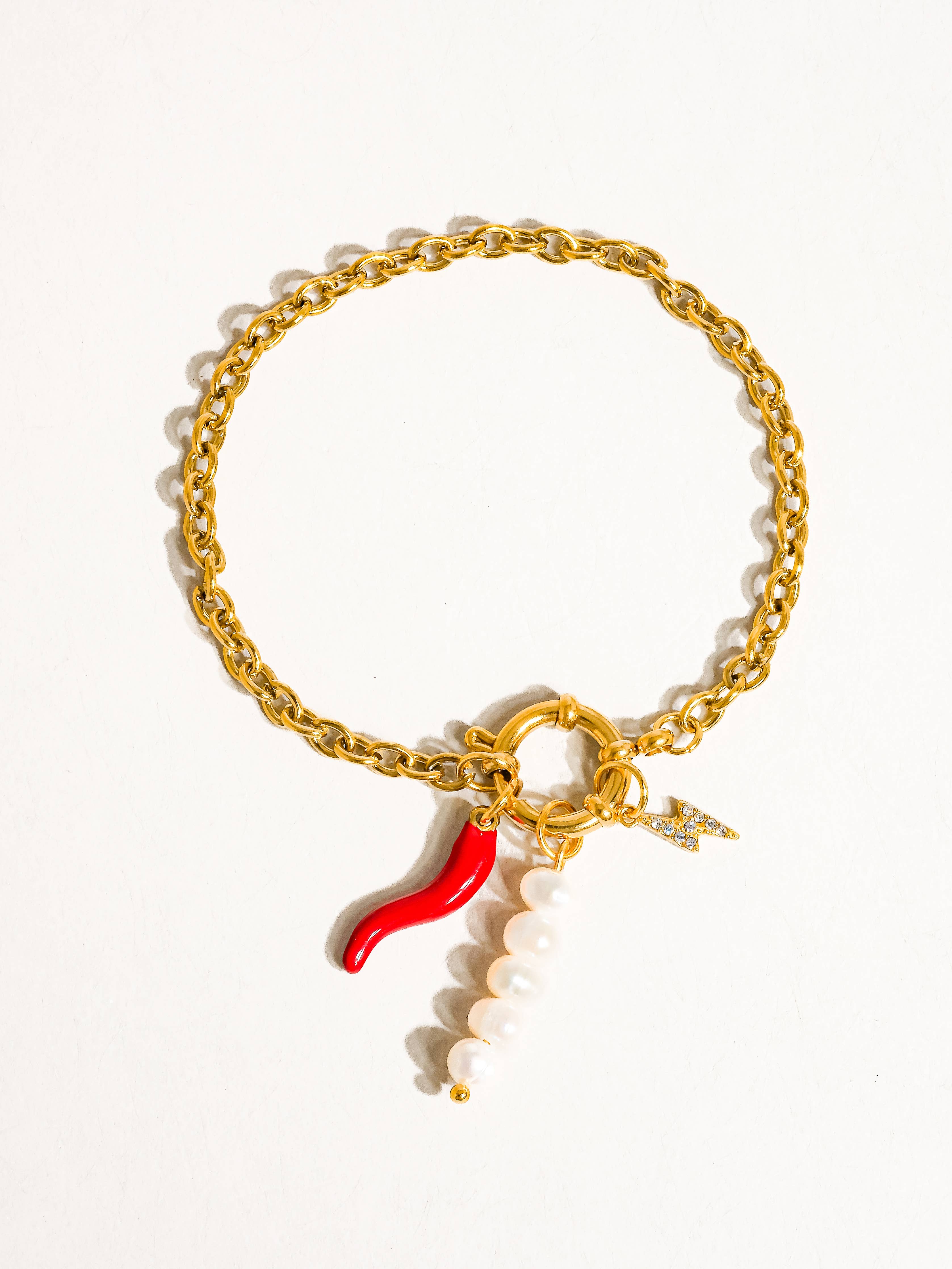 Fiore 18K Gold Non-Tarnish Pepper Pearl Bracelet