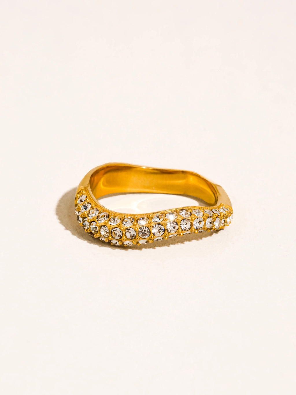 The Mara Ring – Chunky Gold Stacked Teardrop Crystal Ring